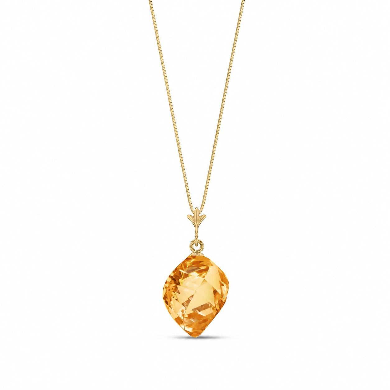 Yellow Gold Pendant Necklace Green Amethyst 10K — Malvina