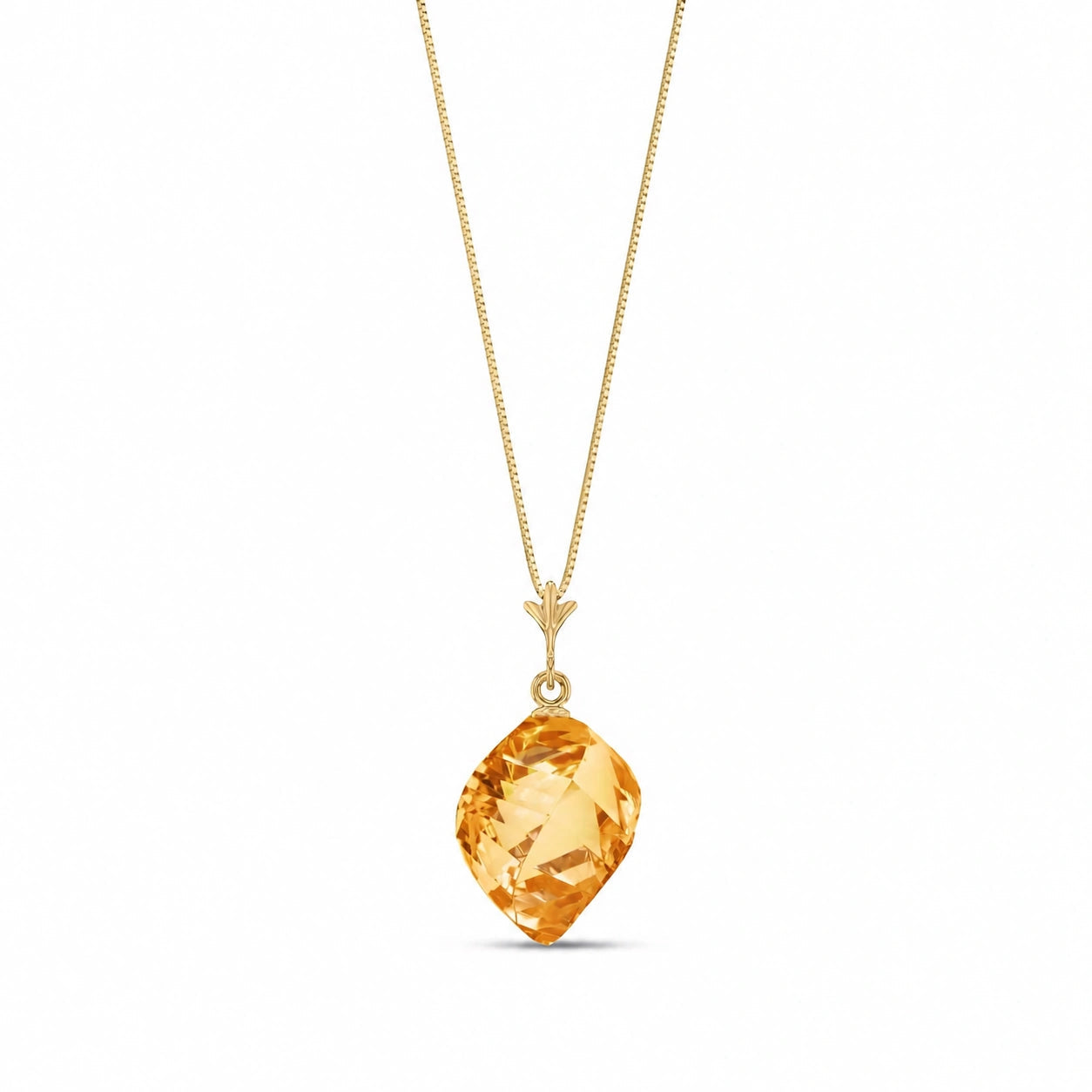 Yellow Gold Pendant Necklace Green Amethyst 10K — Malvina