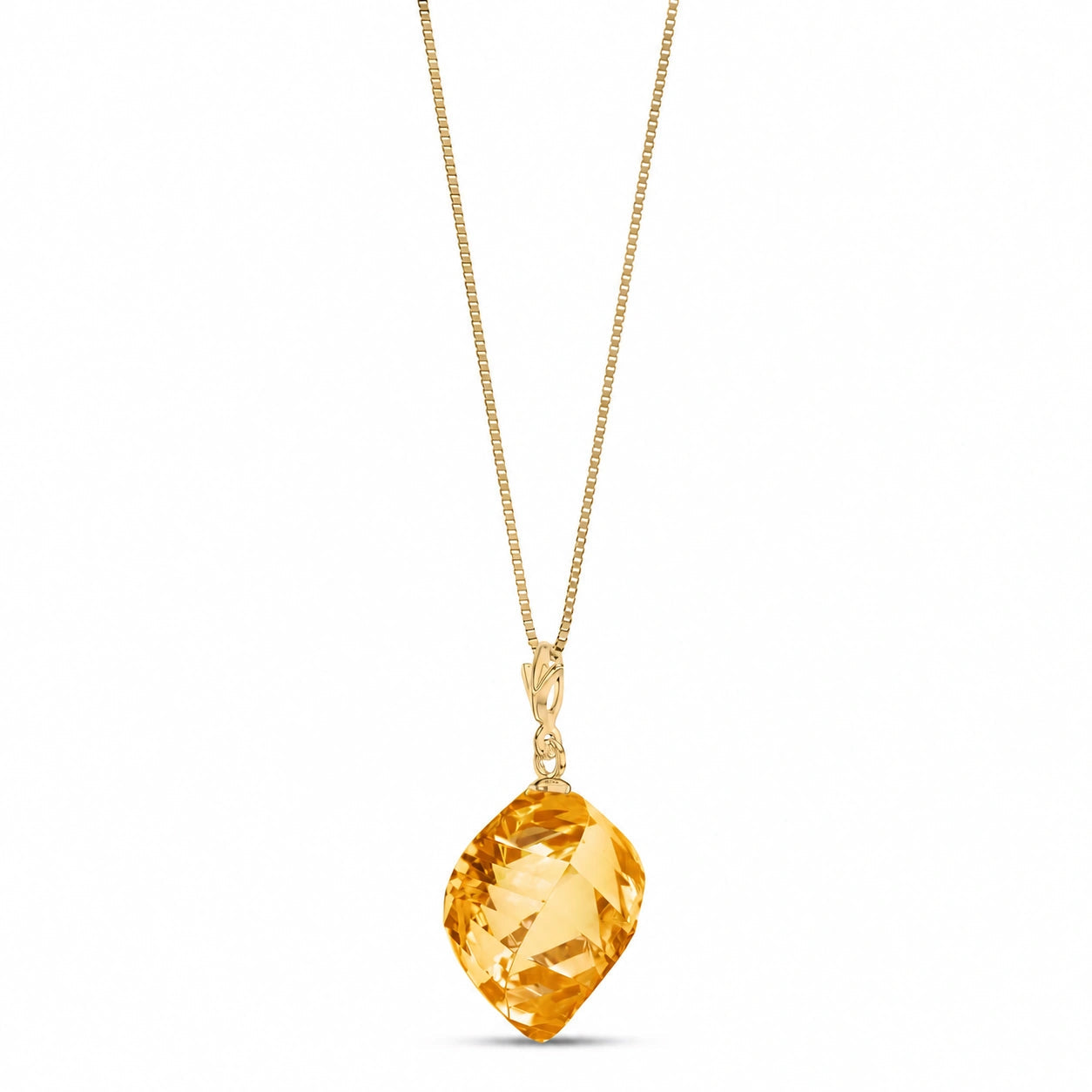 Yellow Gold Pendant Necklace Green Amethyst 10K — Malvina
