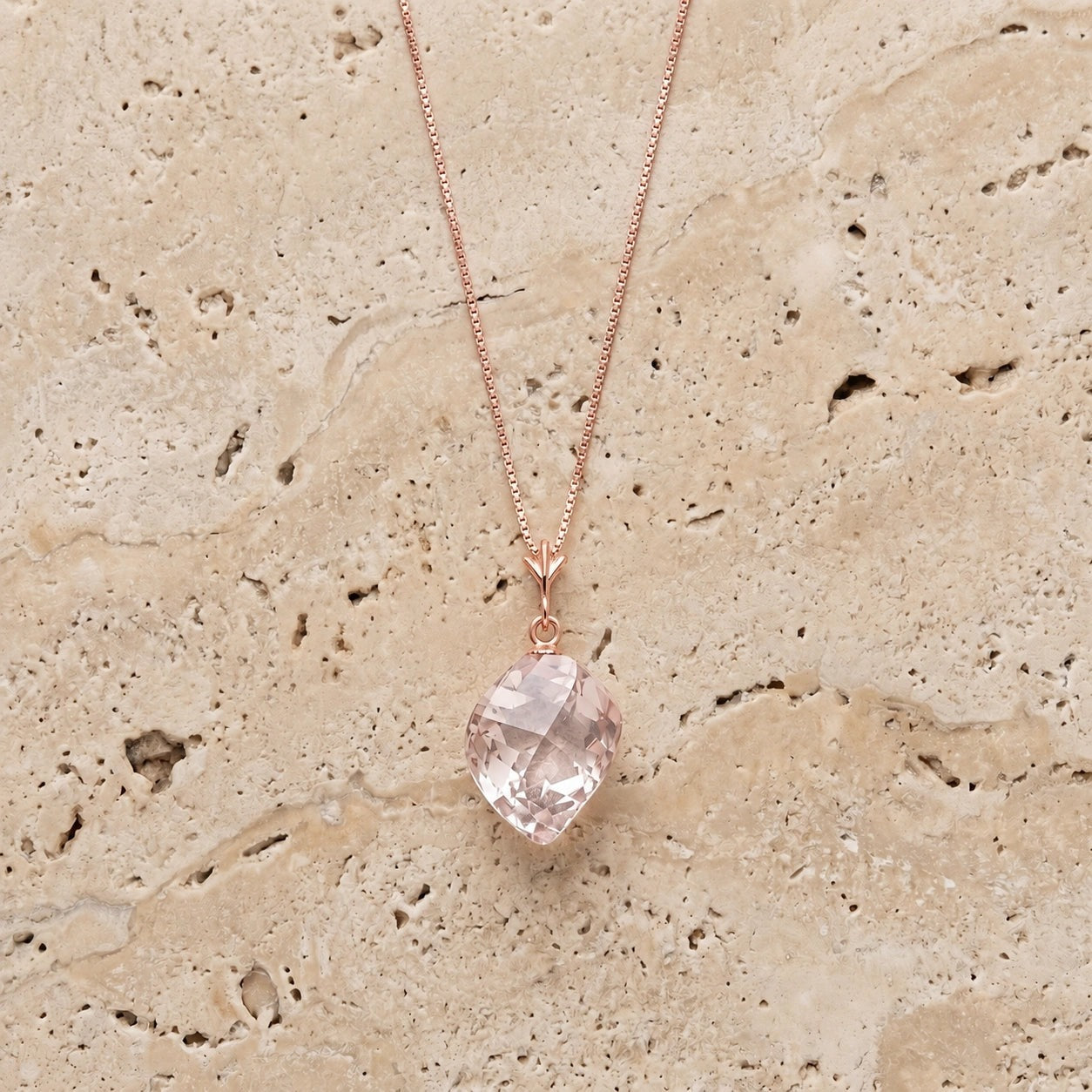Rose Gold Pendant Necklace Lemon Quartz 10K — Malvina