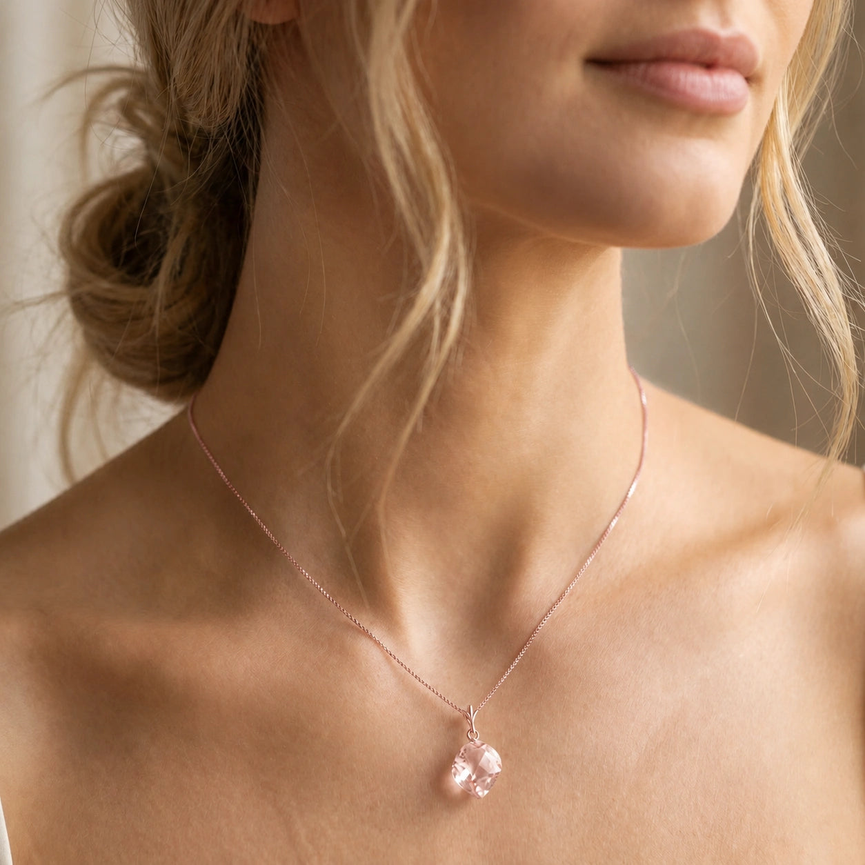 Rose Gold Pendant Necklace Lemon Quartz 10K — Malvina