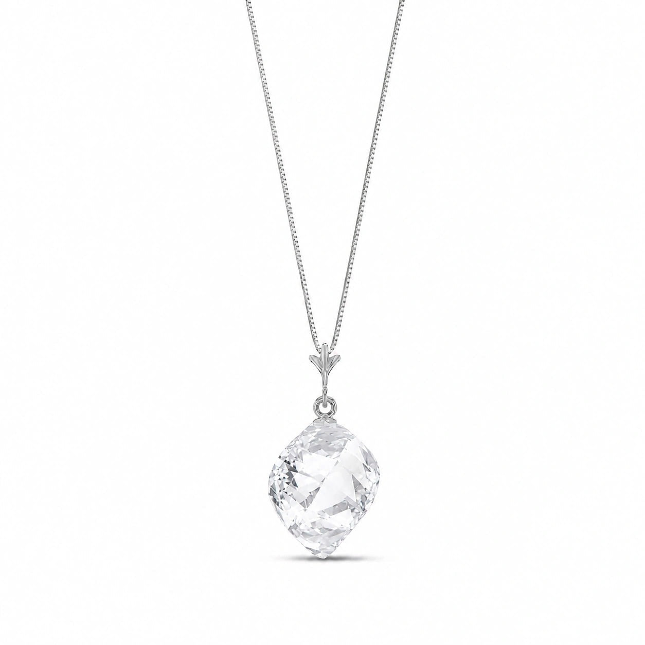 White Gold Pendant Necklace Lemon Quartz 10K — Malvina