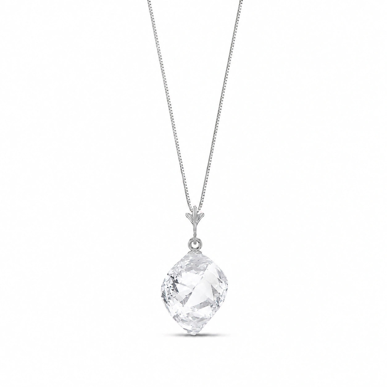 White Gold Pendant Necklace Lemon Quartz 10K — Malvina