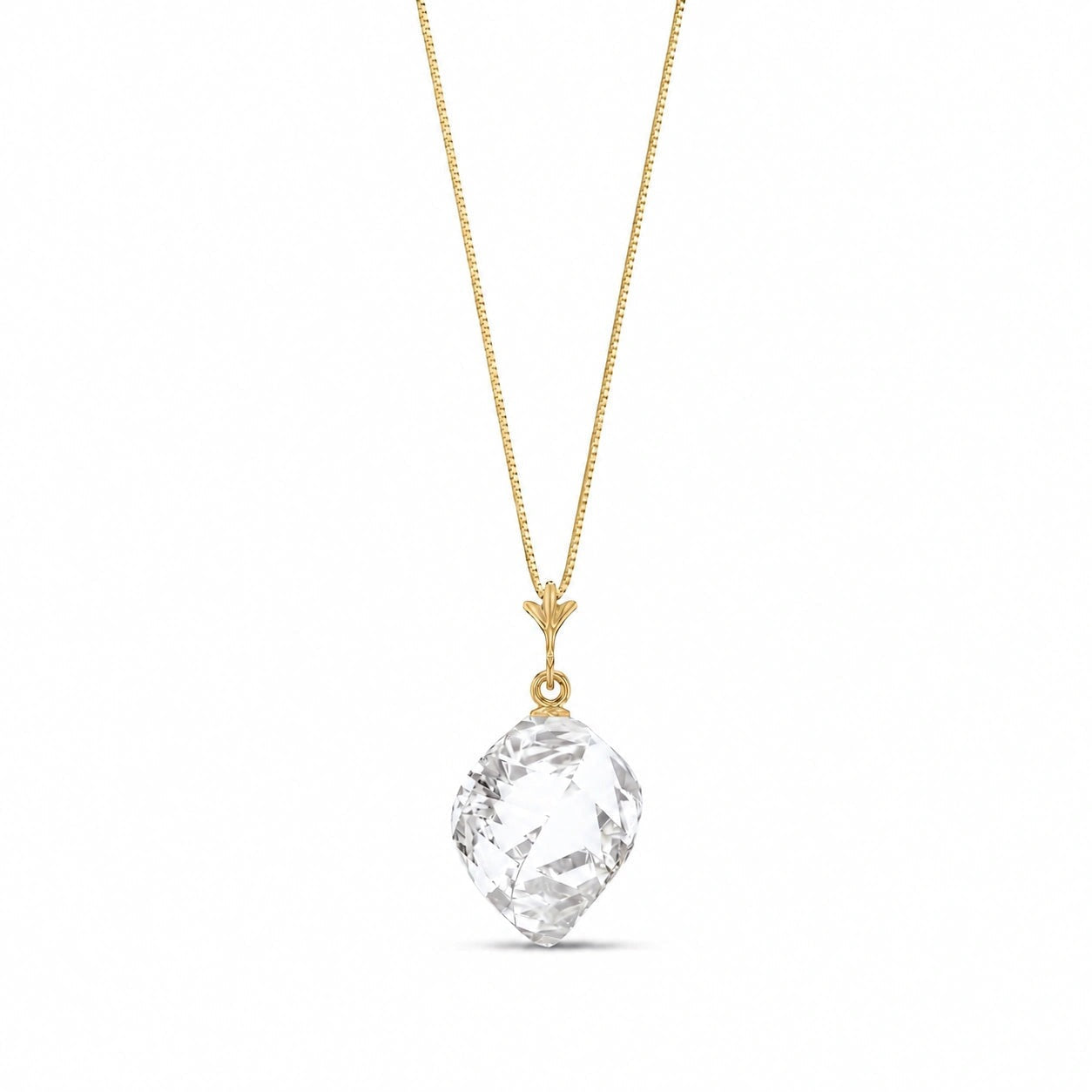 Yellow Gold Pendant Necklace Lemon Quartz 10K — Malvina