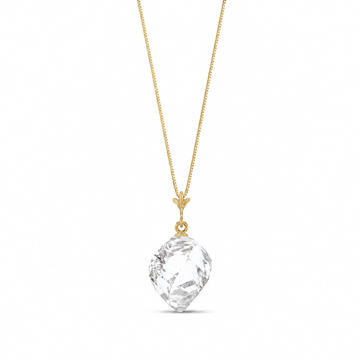 Yellow Gold Pendant Necklace Lemon Quartz 10K — Malvina