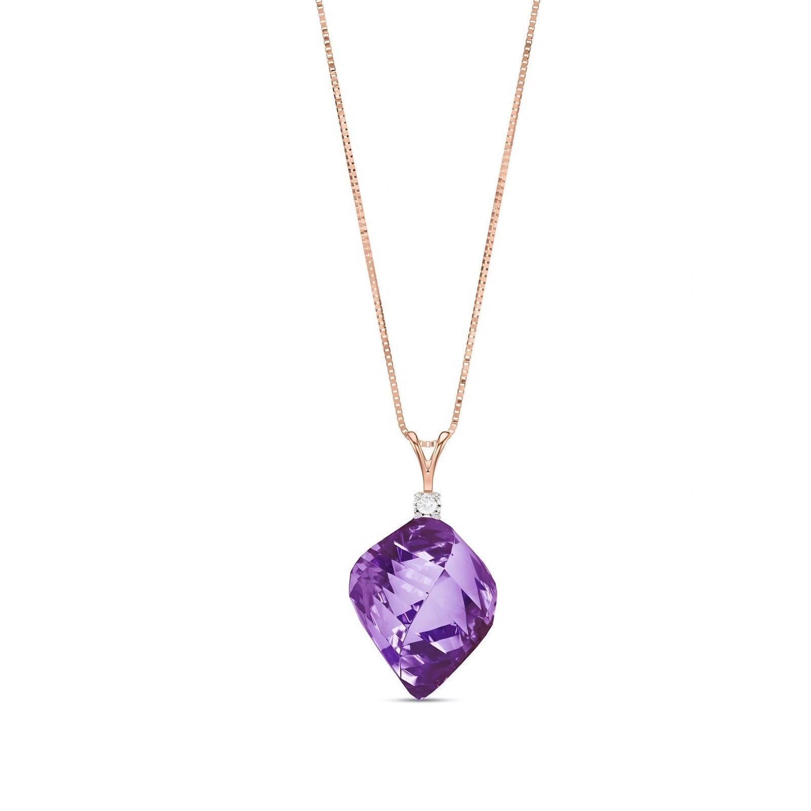 Rose Gold Pendant Necklace White Topaz 10K — Malvina