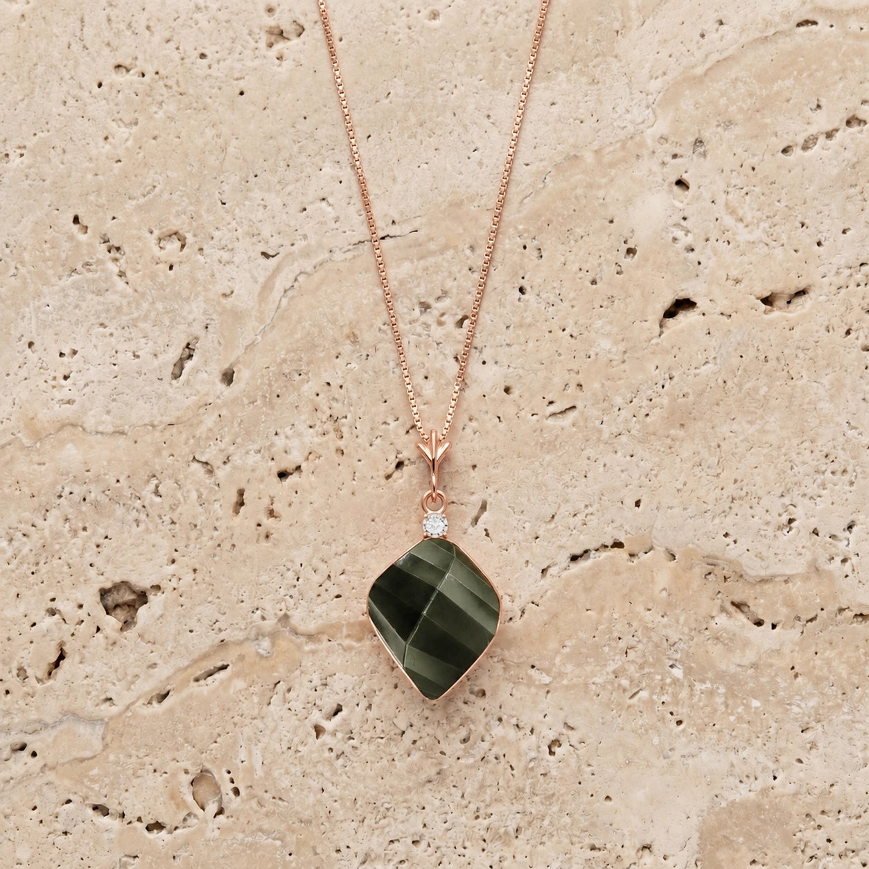 Rose Gold Pendant Necklace White Topaz 10K — Malvina