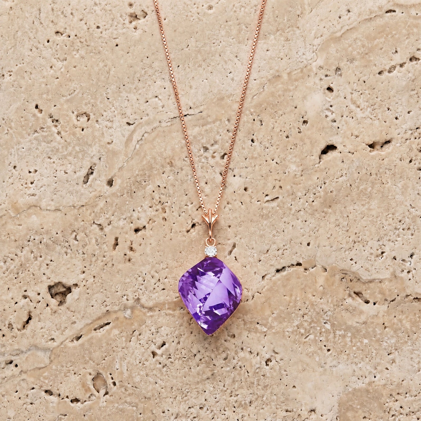 Rose Gold Pendant Necklace White Topaz 10K — Malvina