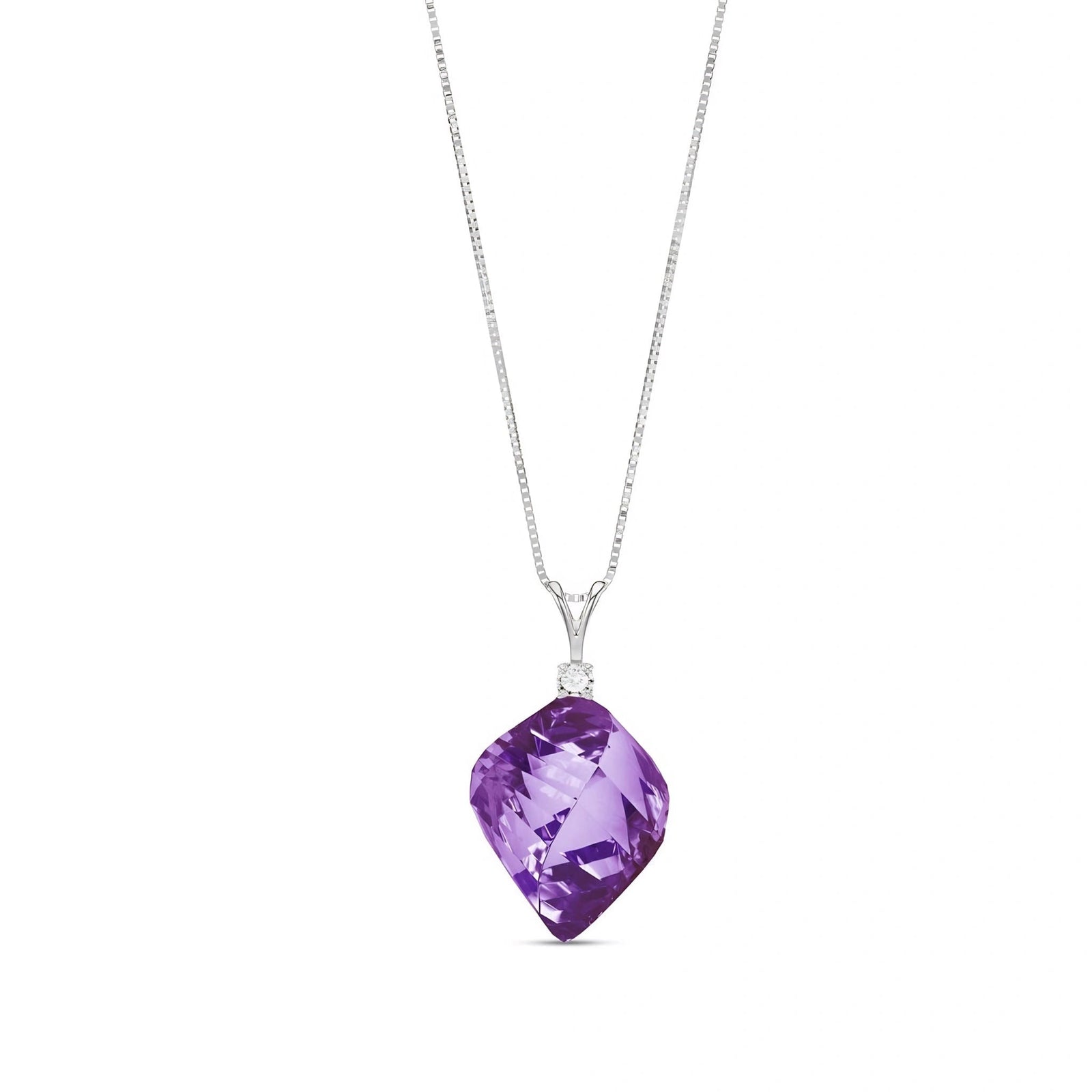 White Gold Pendant Necklace White Topaz 10K — Malvina