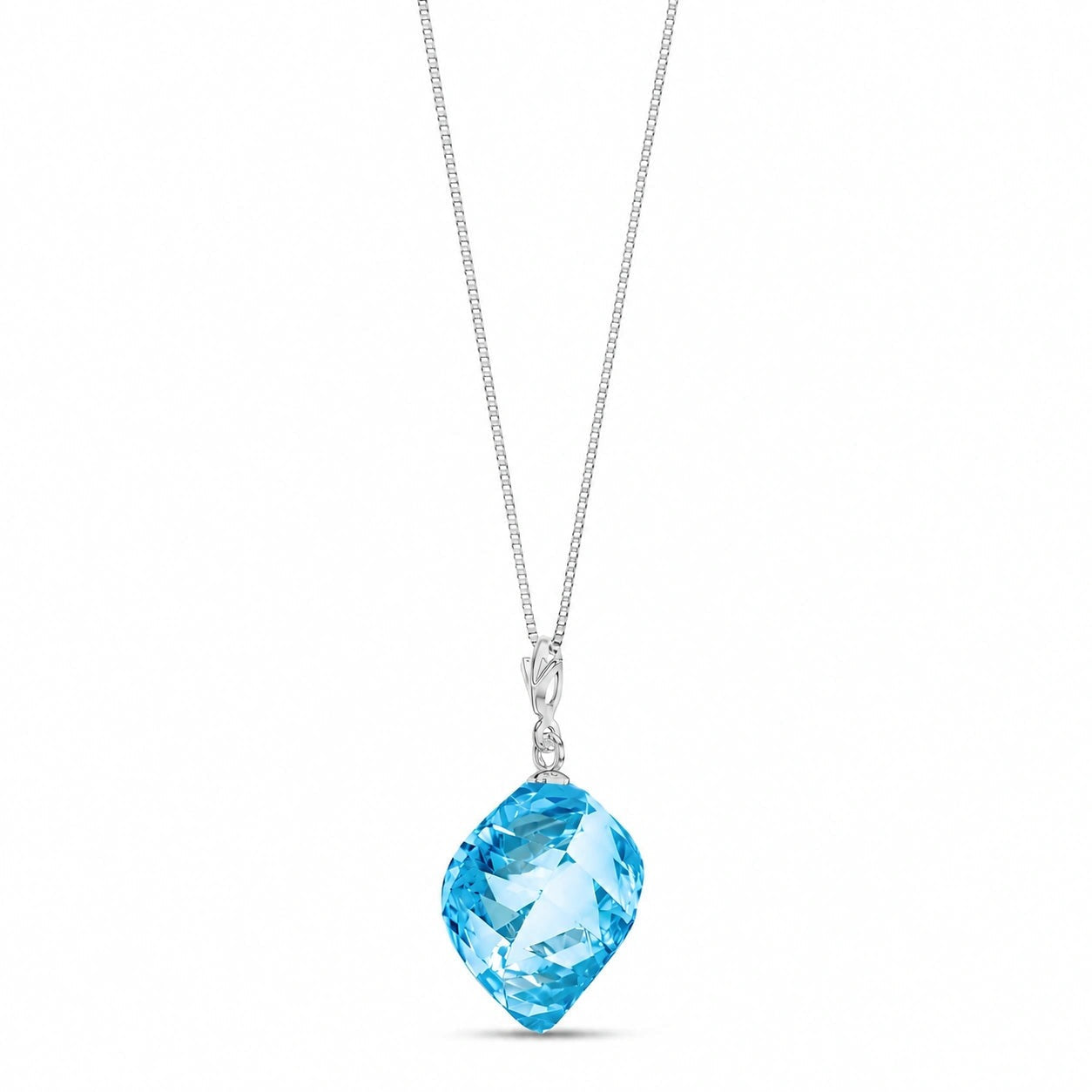 White Gold Pendant Necklace White Topaz 10K — Malvina