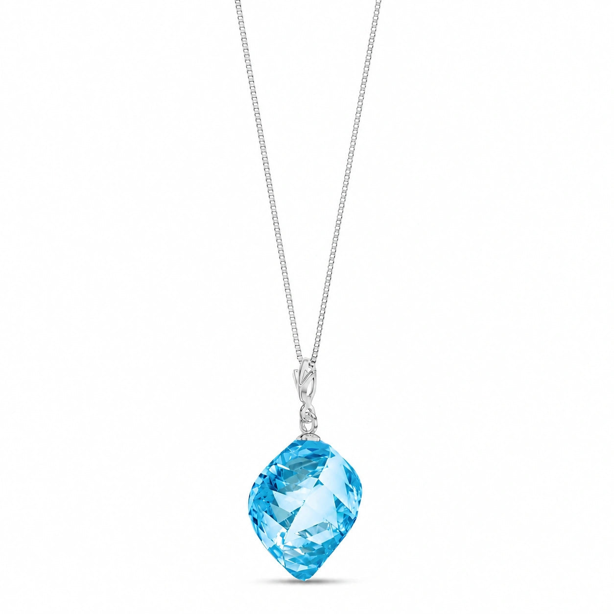 White Gold Pendant Necklace White Topaz 10K — Malvina
