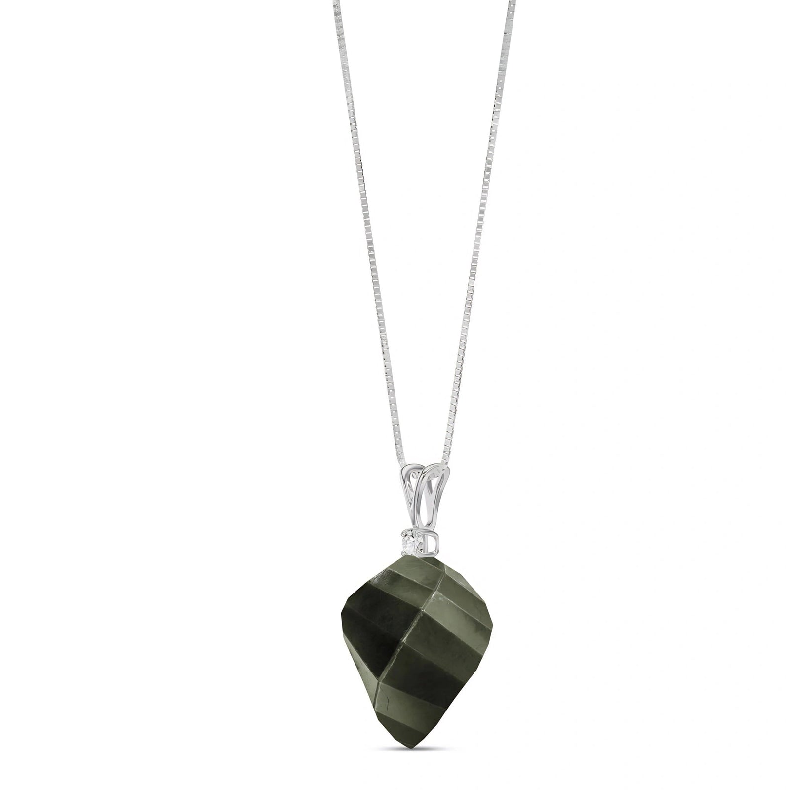 White Gold Pendant Necklace White Topaz 10K — Malvina