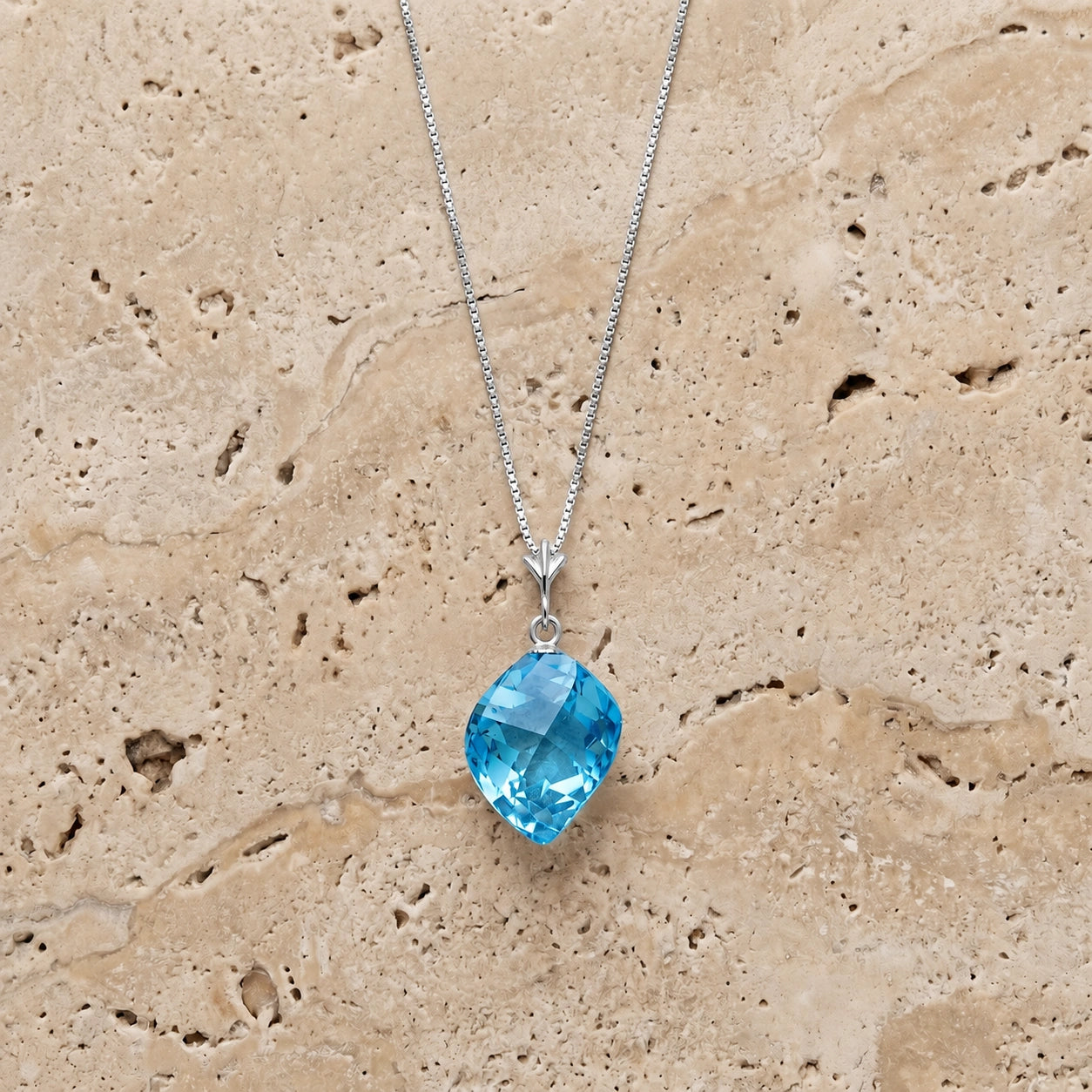 White Gold Pendant Necklace White Topaz 10K — Malvina