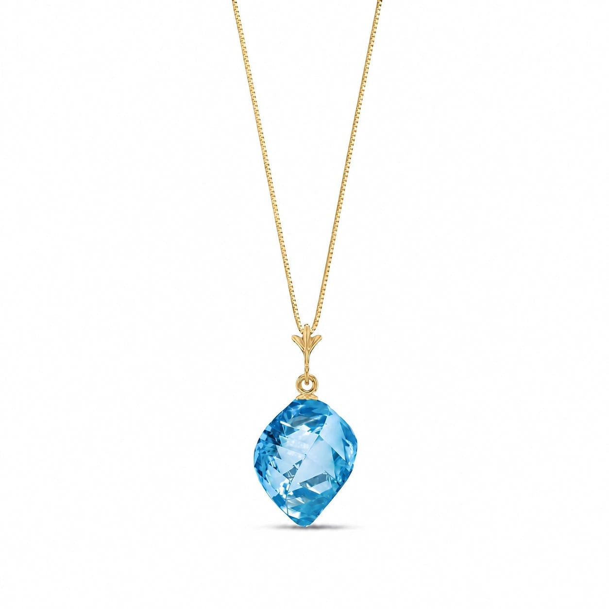 Yellow Gold Pendant Necklace White Topaz 10K — Malvina