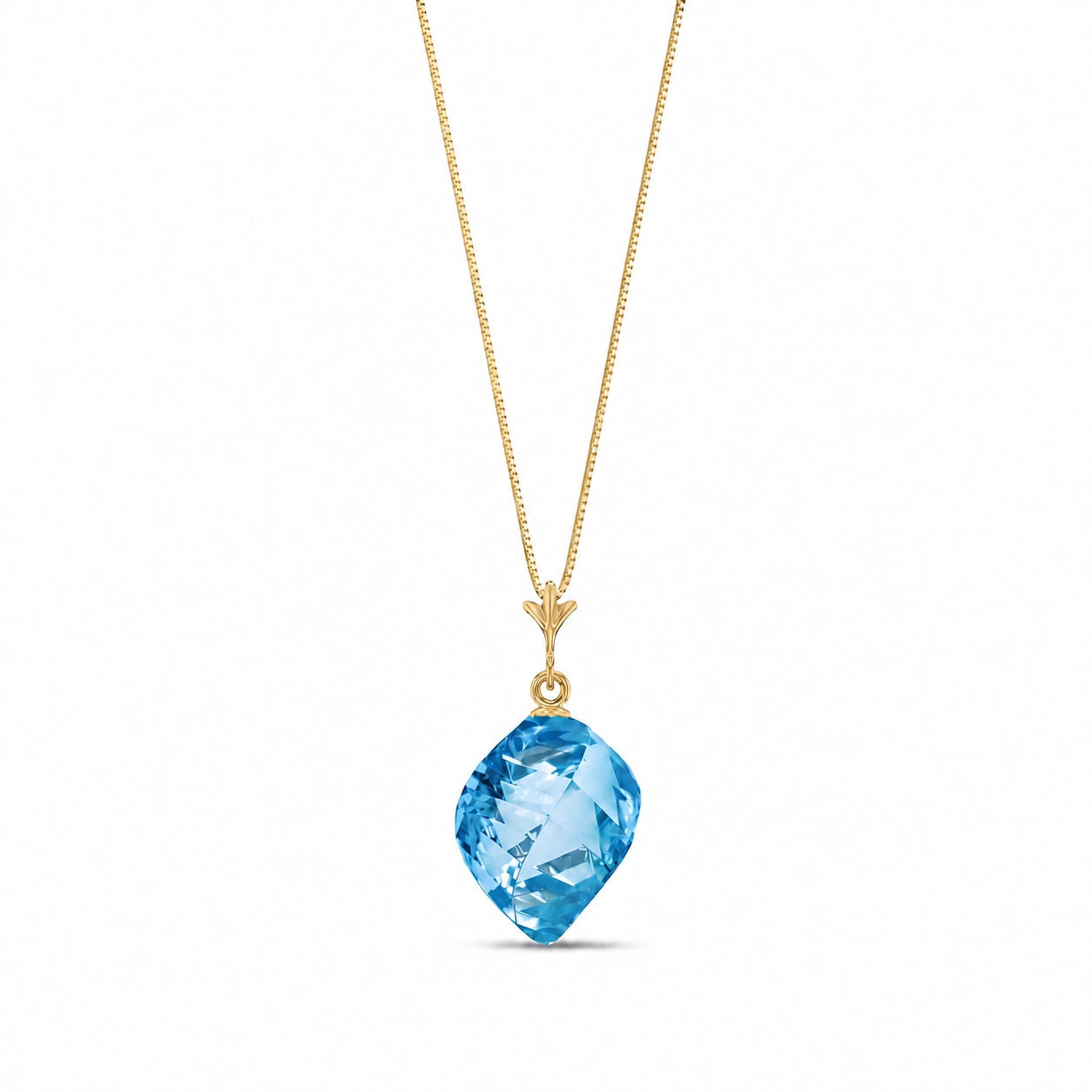 Yellow Gold Pendant Necklace White Topaz 10K — Malvina
