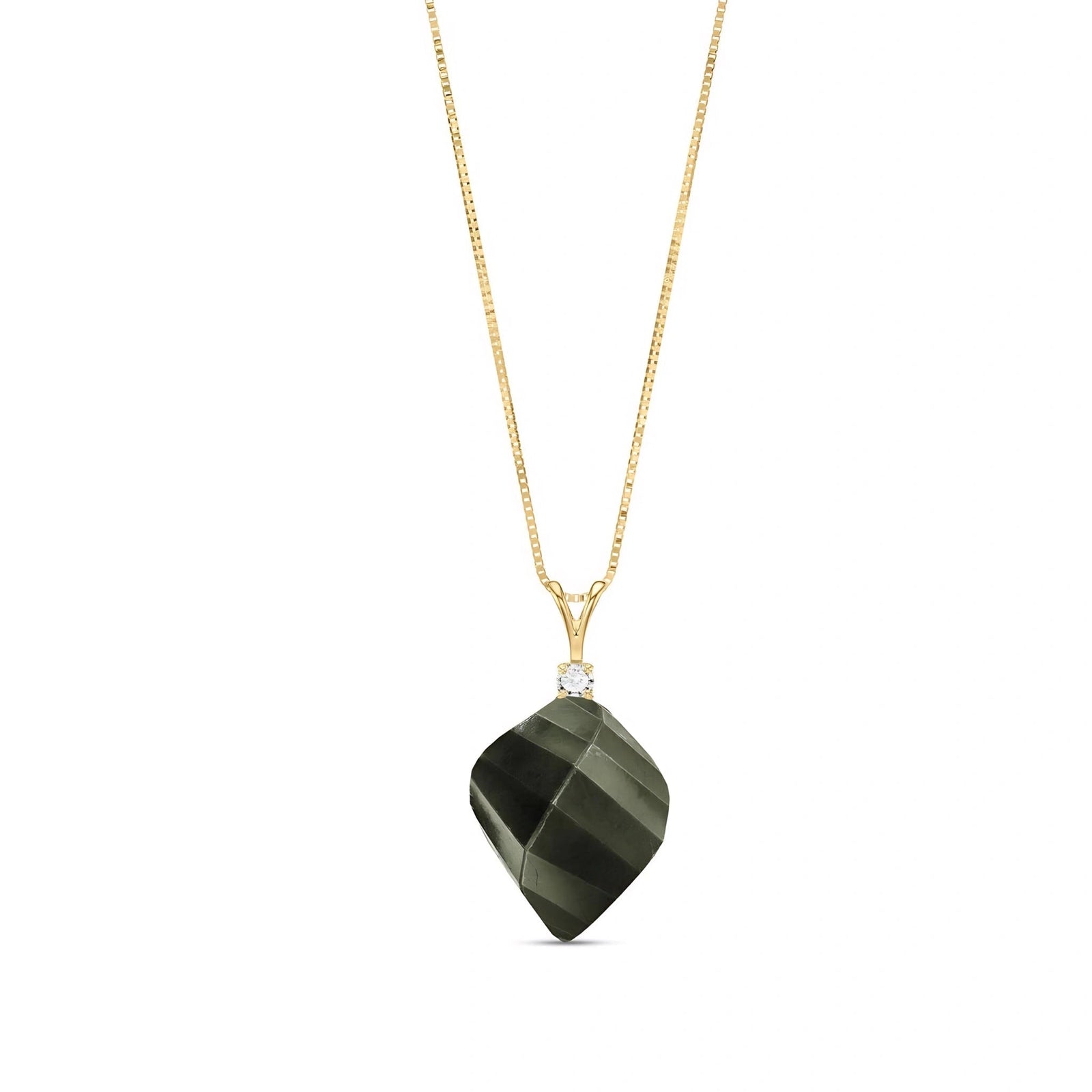 Yellow Gold Pendant Necklace White Topaz 10K — Malvina