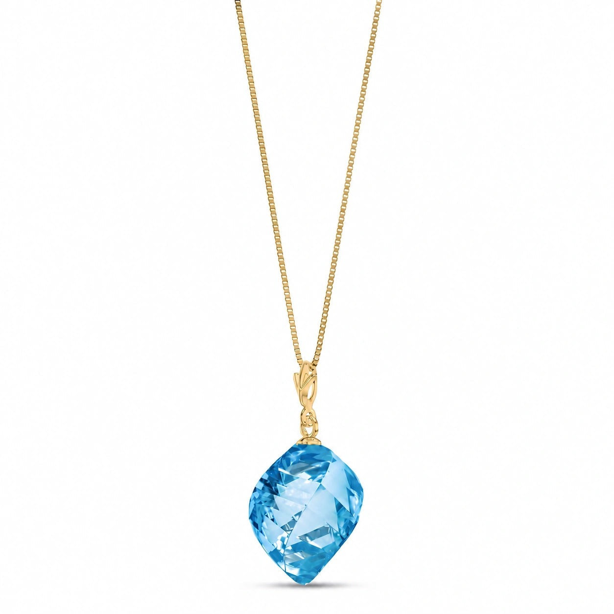 Yellow Gold Pendant Necklace White Topaz 10K — Malvina