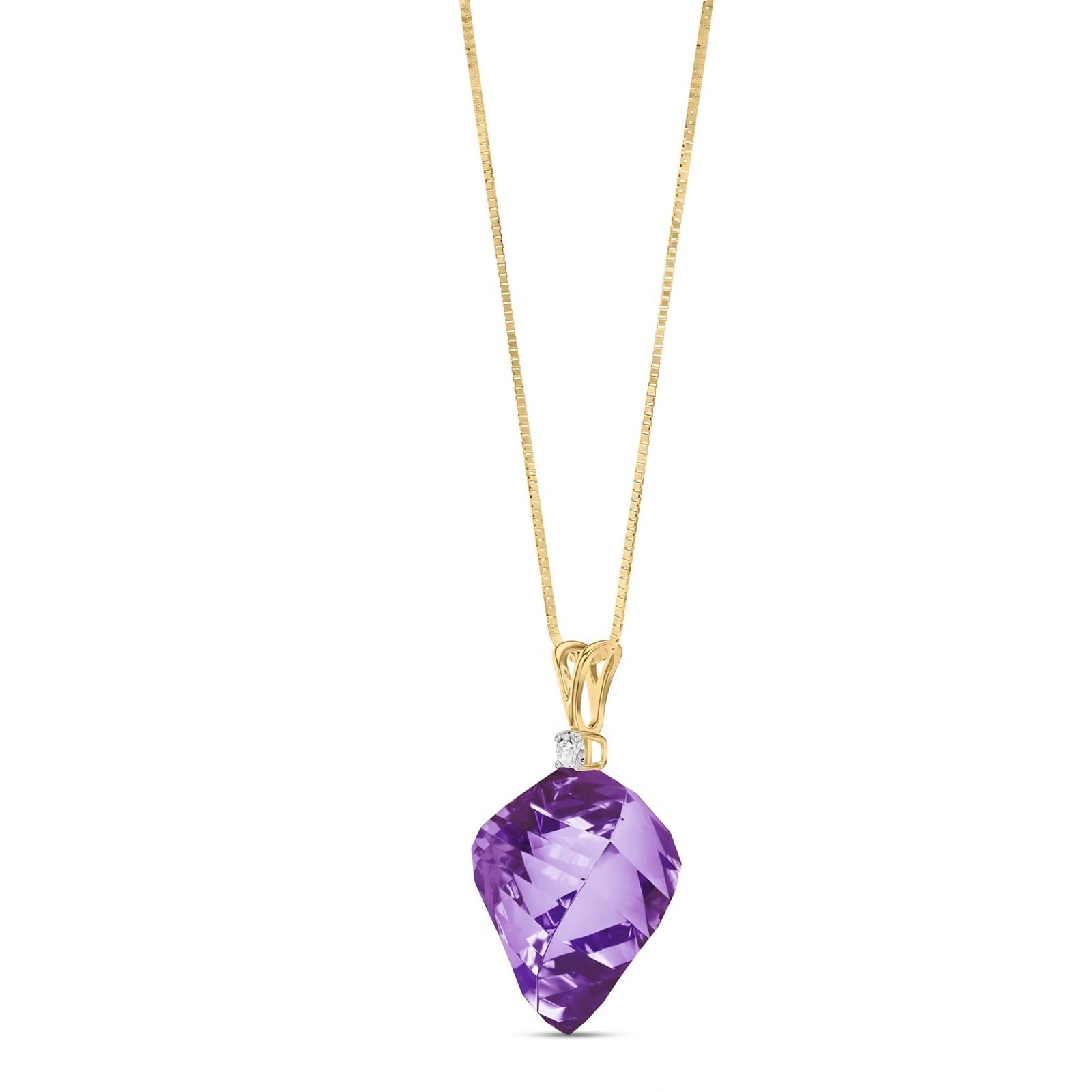 Yellow Gold Pendant Necklace White Topaz 10K — Malvina