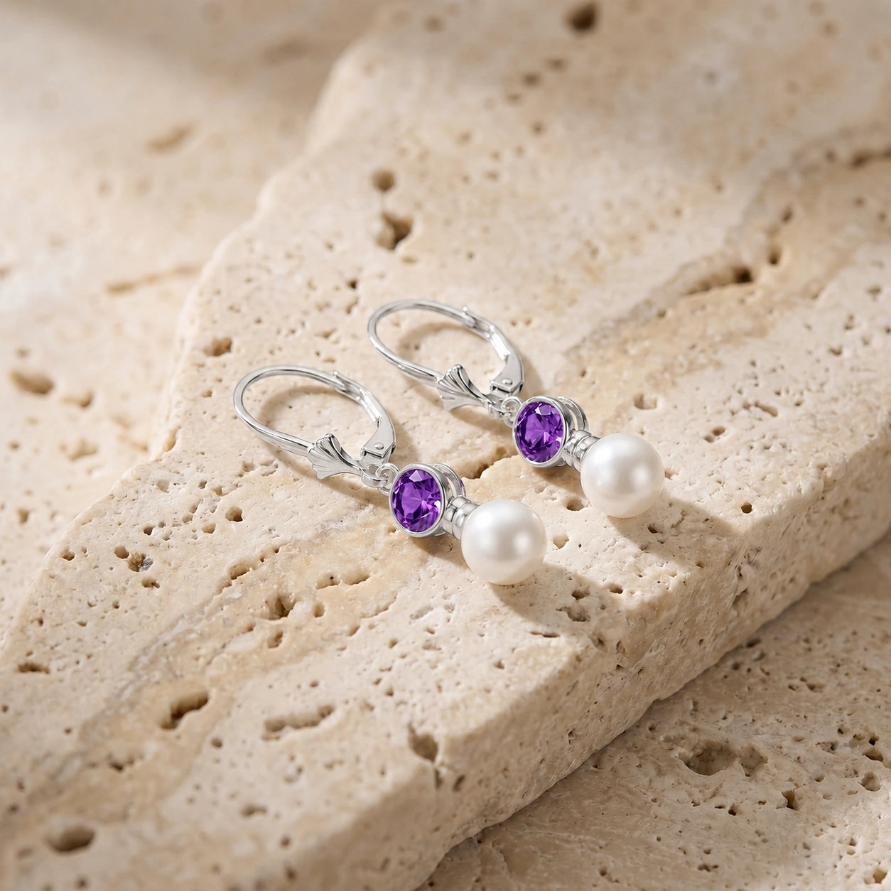 White Gold Amethyst & Pearl — Emiliangela