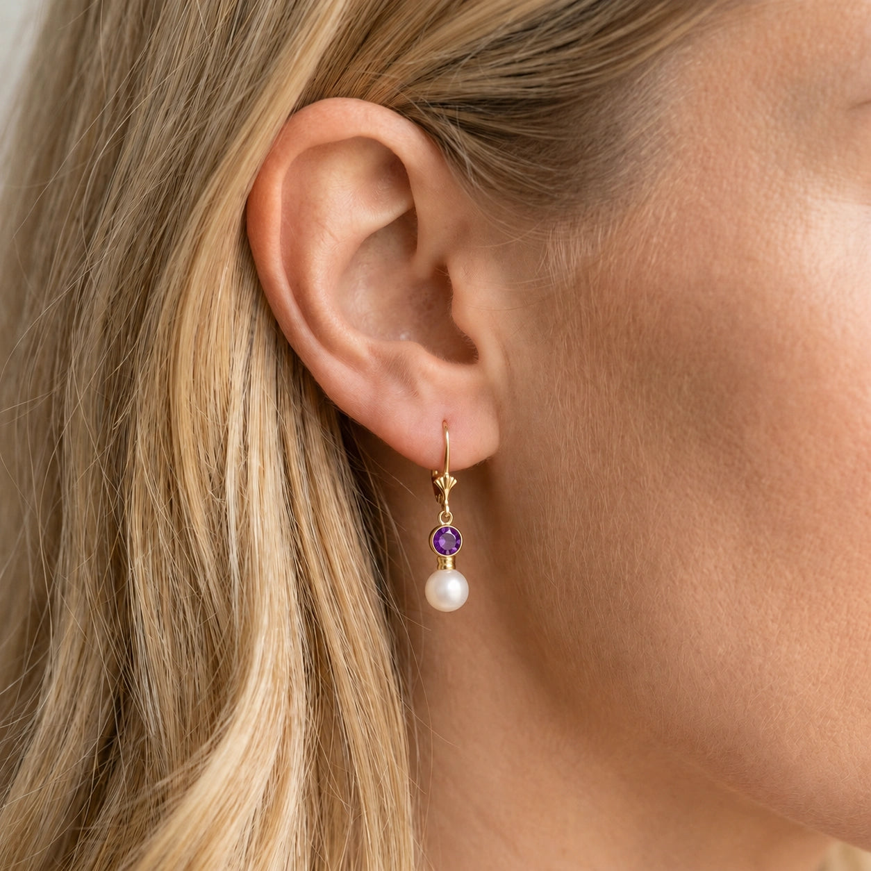 Yellow Gold Amethyst & Pearl — Emiliangela
