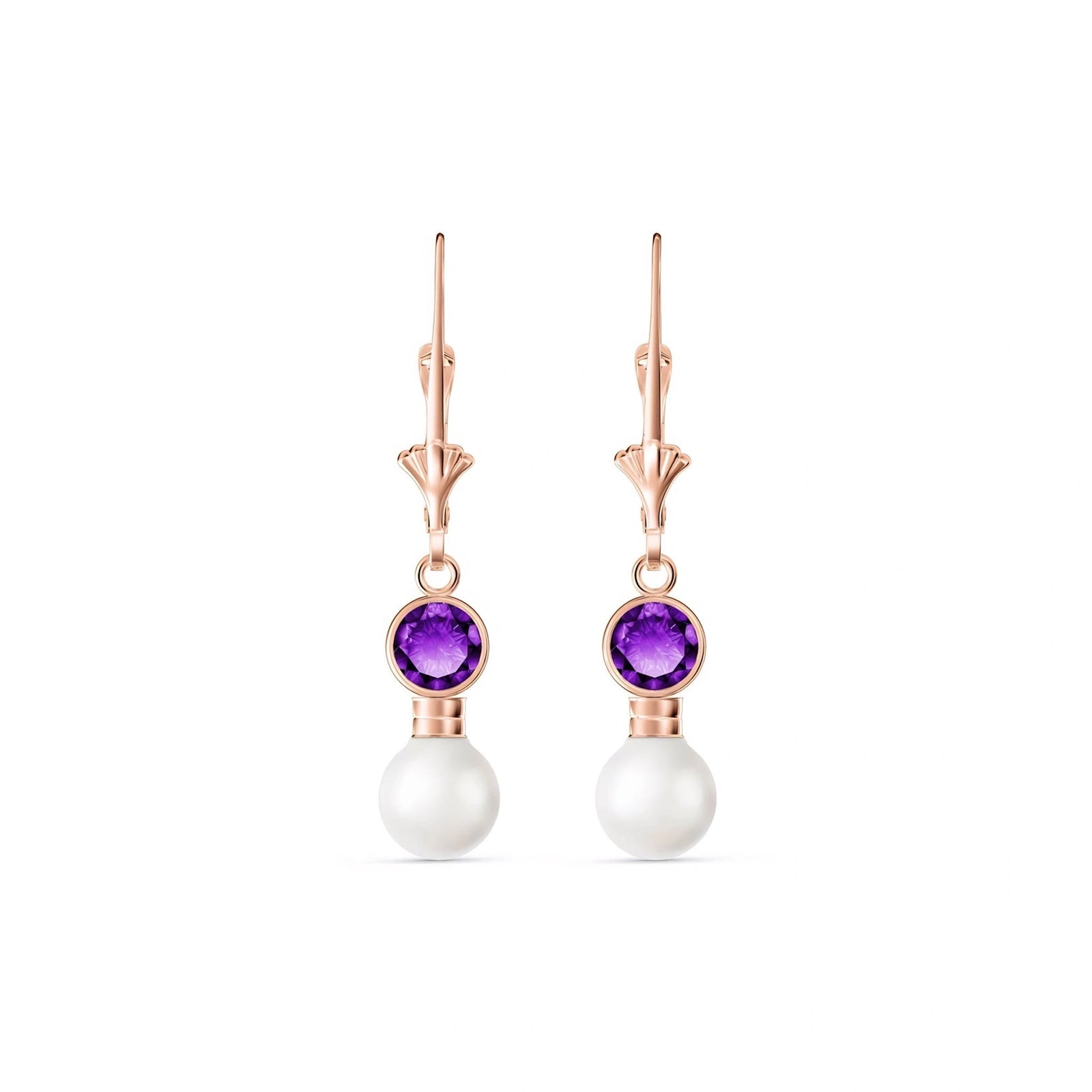 Rose Gold Aura Earrings Amethyst 10K — Alma