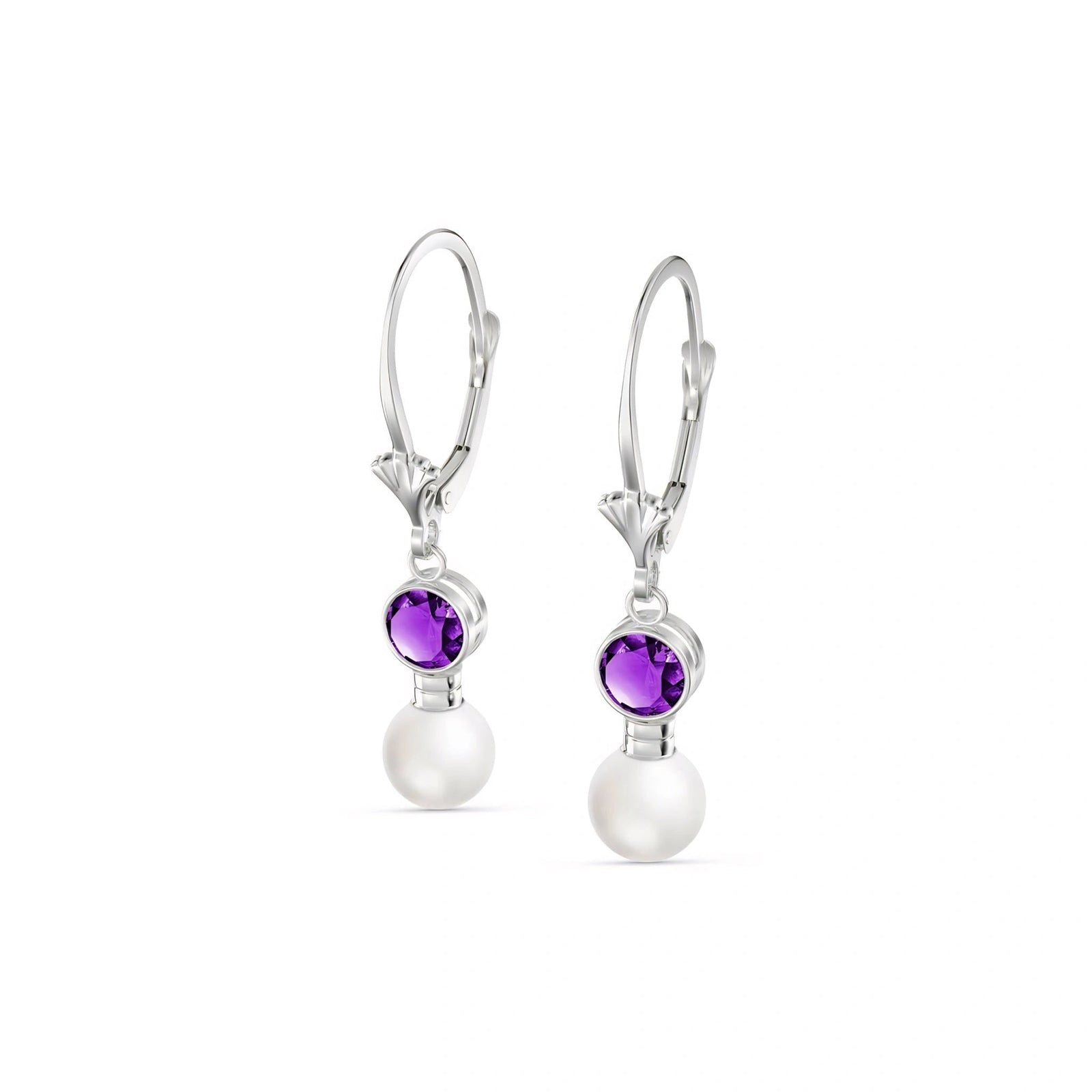 White Gold Aura Earrings Amethyst 10K — Alma