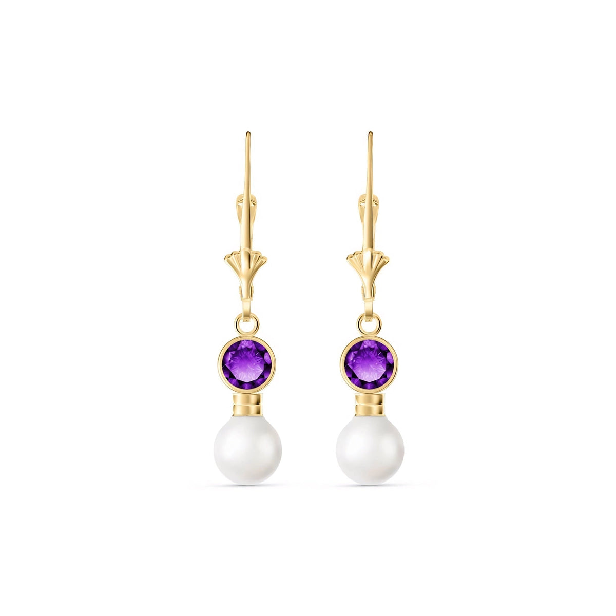 Yellow Gold Aura Earrings Amethyst 10K — Alma