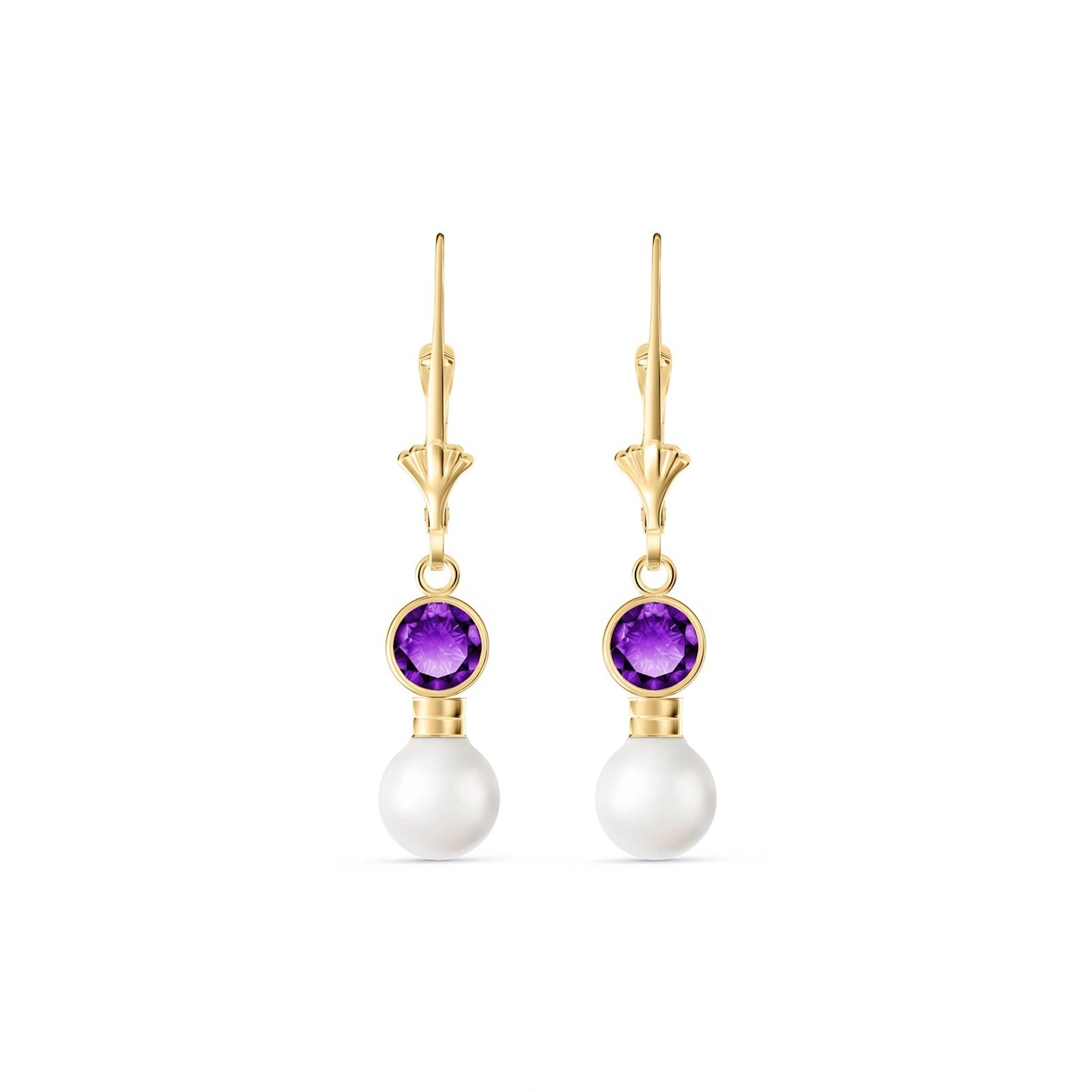 Yellow Gold Aura Earrings Amethyst 10K — Alma