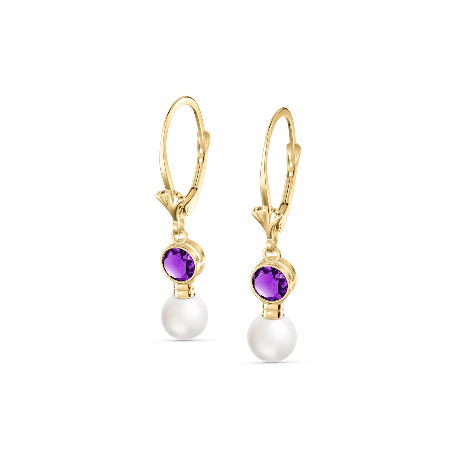 Yellow Gold Aura Earrings Amethyst 10K — Alma