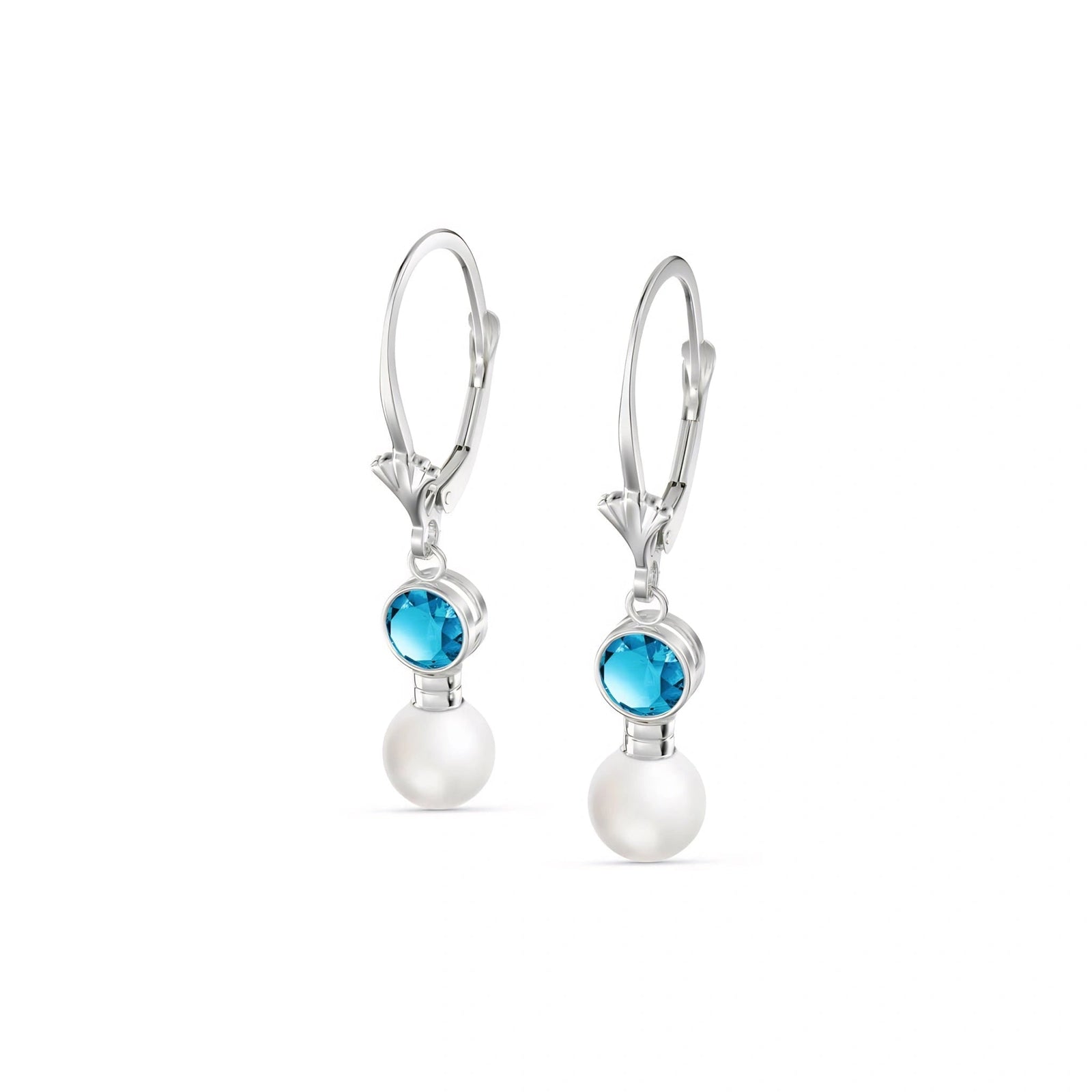 White Gold Blue Topaz & Pearl — Emiliangela