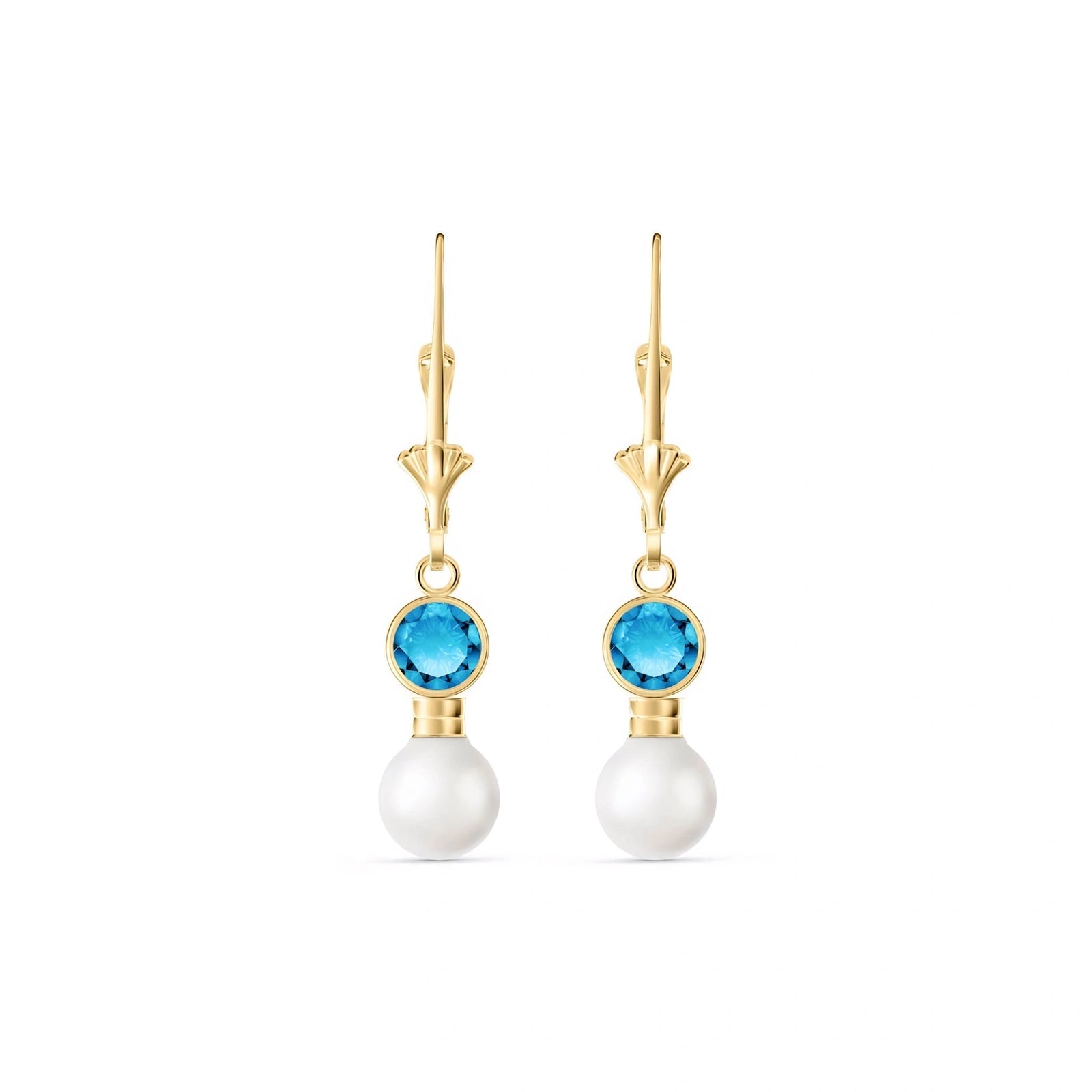 Yellow Gold Blue Topaz & Pearl — Emiliangela