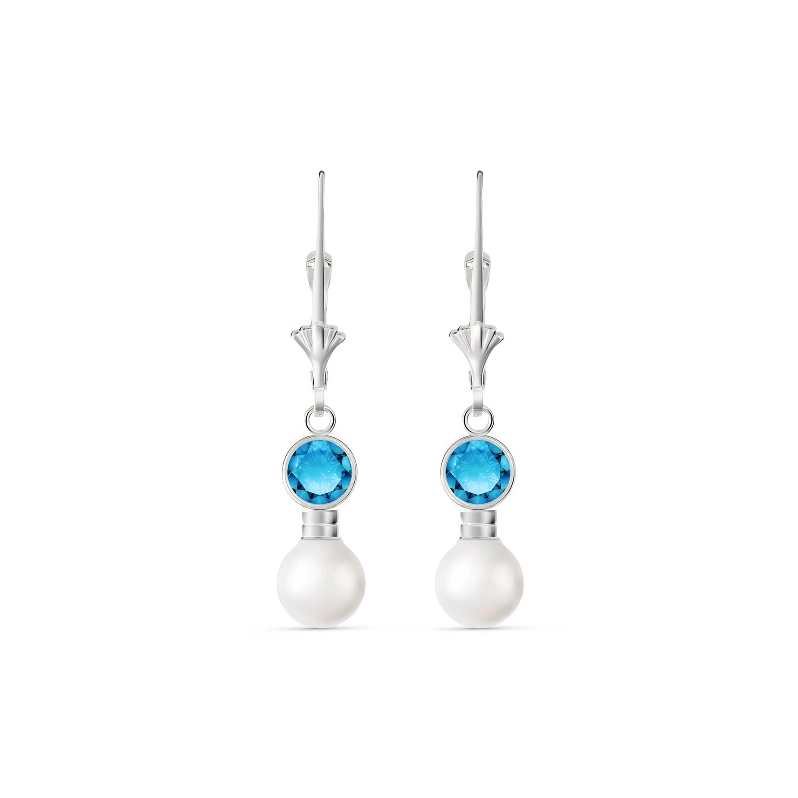 White Gold Aura Earrings Blue Topaz 10K — Alma