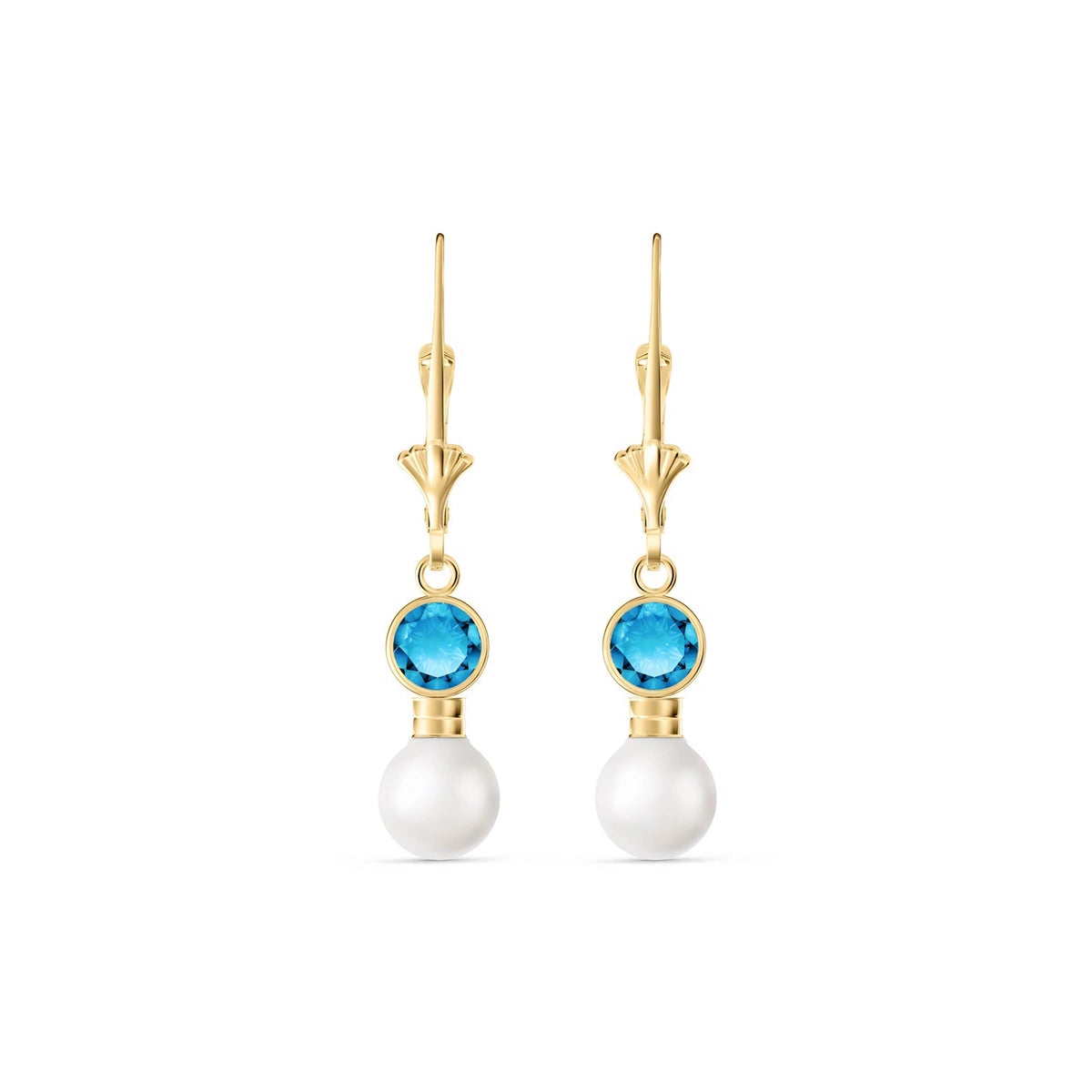 Yellow Gold Aura Earrings Blue Topaz 10K — Alma