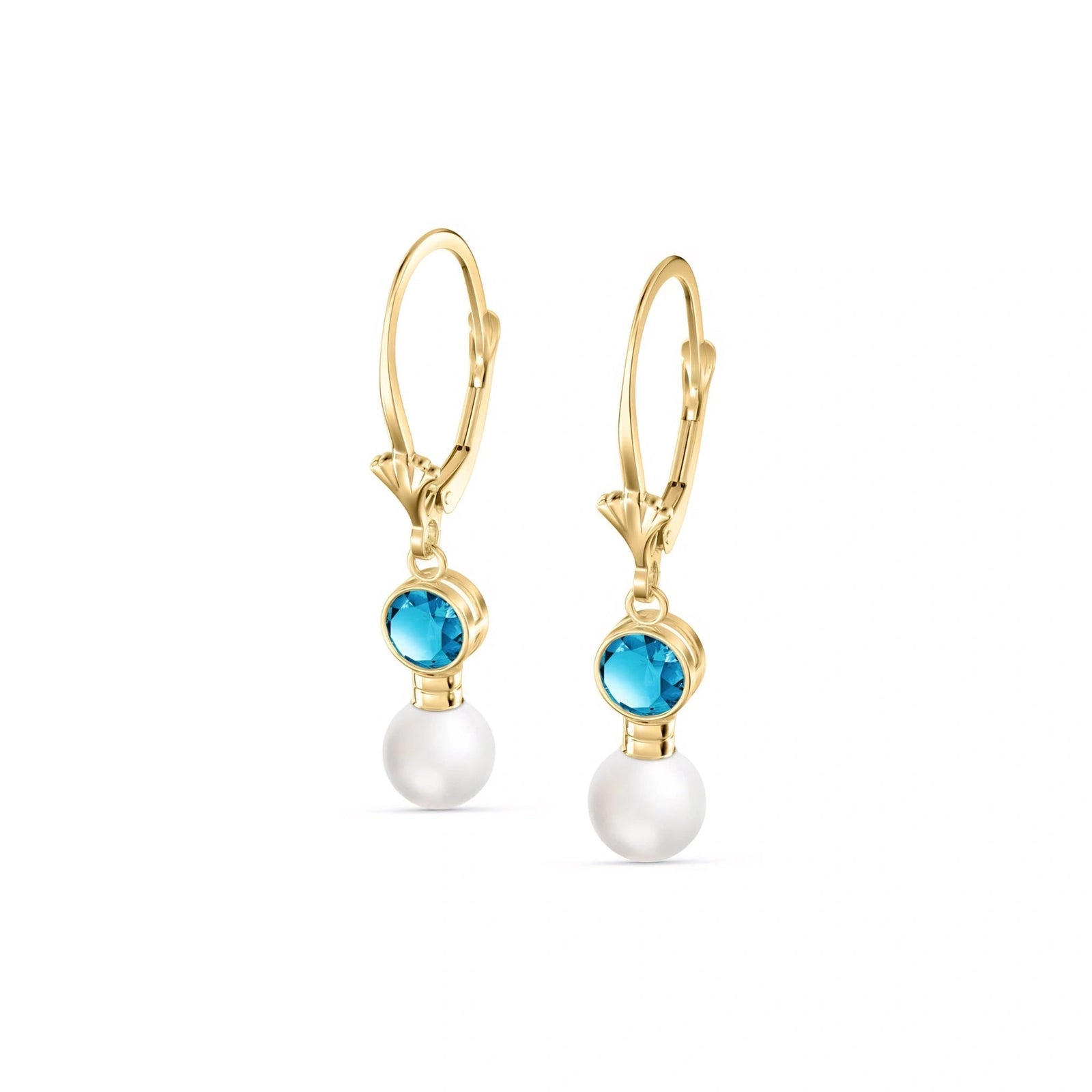 Yellow Gold Aura Earrings Blue Topaz 10K — Alma