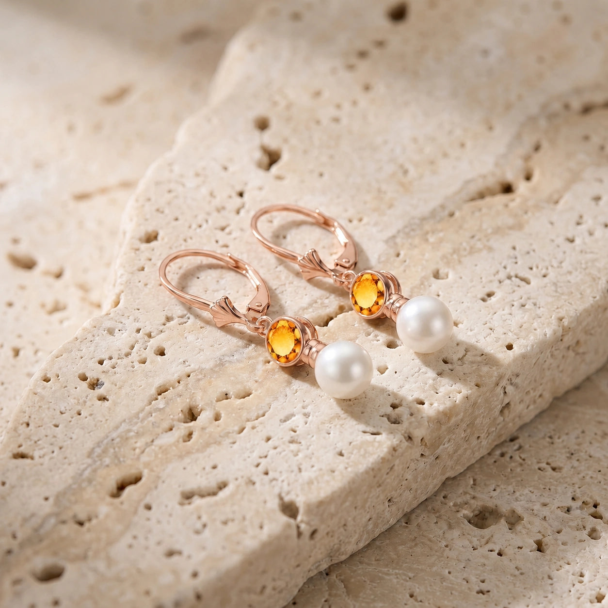 Rose Gold Citrine & Pearl — Emiliangela
