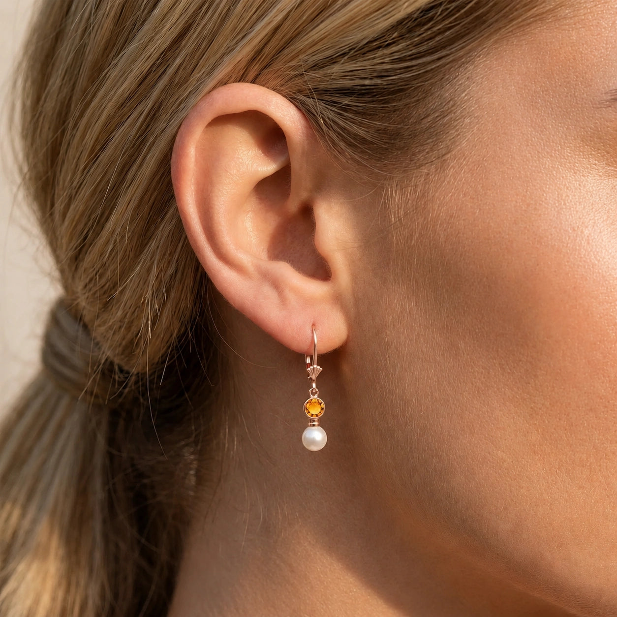 Rose Gold Citrine & Pearl — Emiliangela