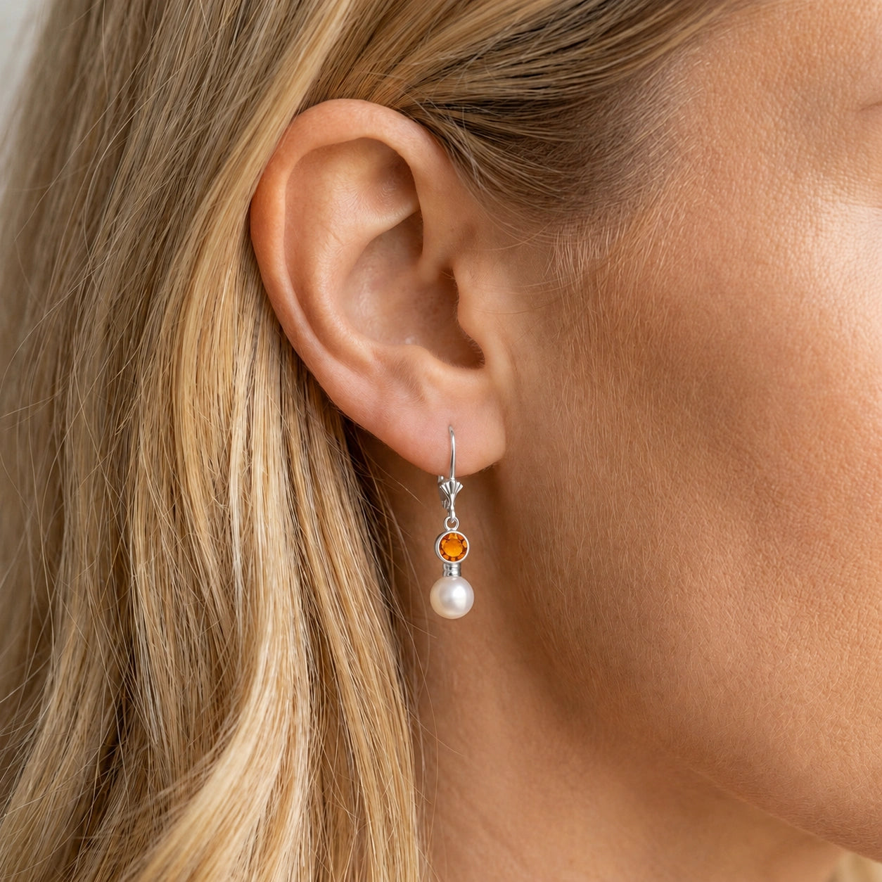 White Gold Citrine & Pearl — Emiliangela