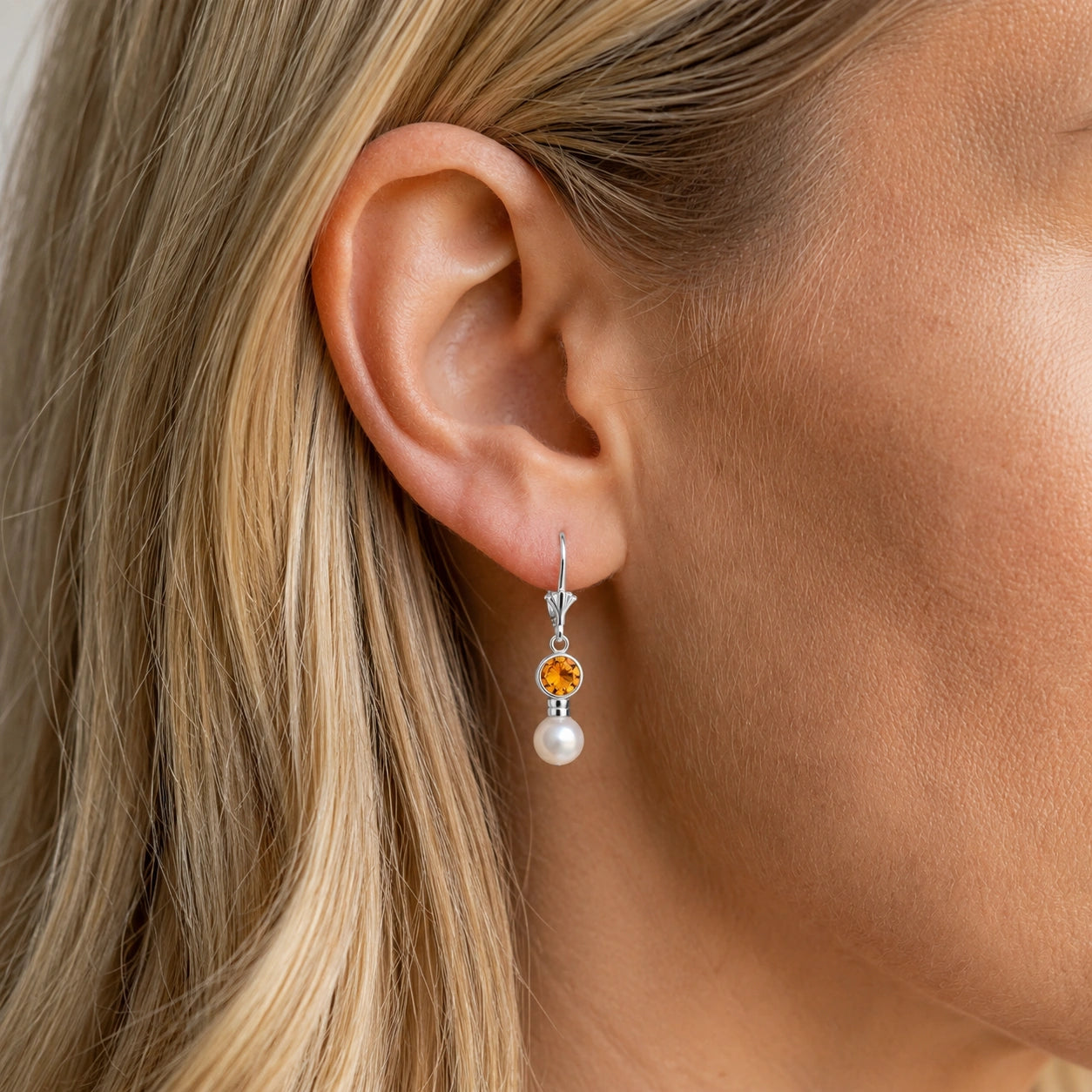 White Gold Citrine & Pearl — Emiliangela