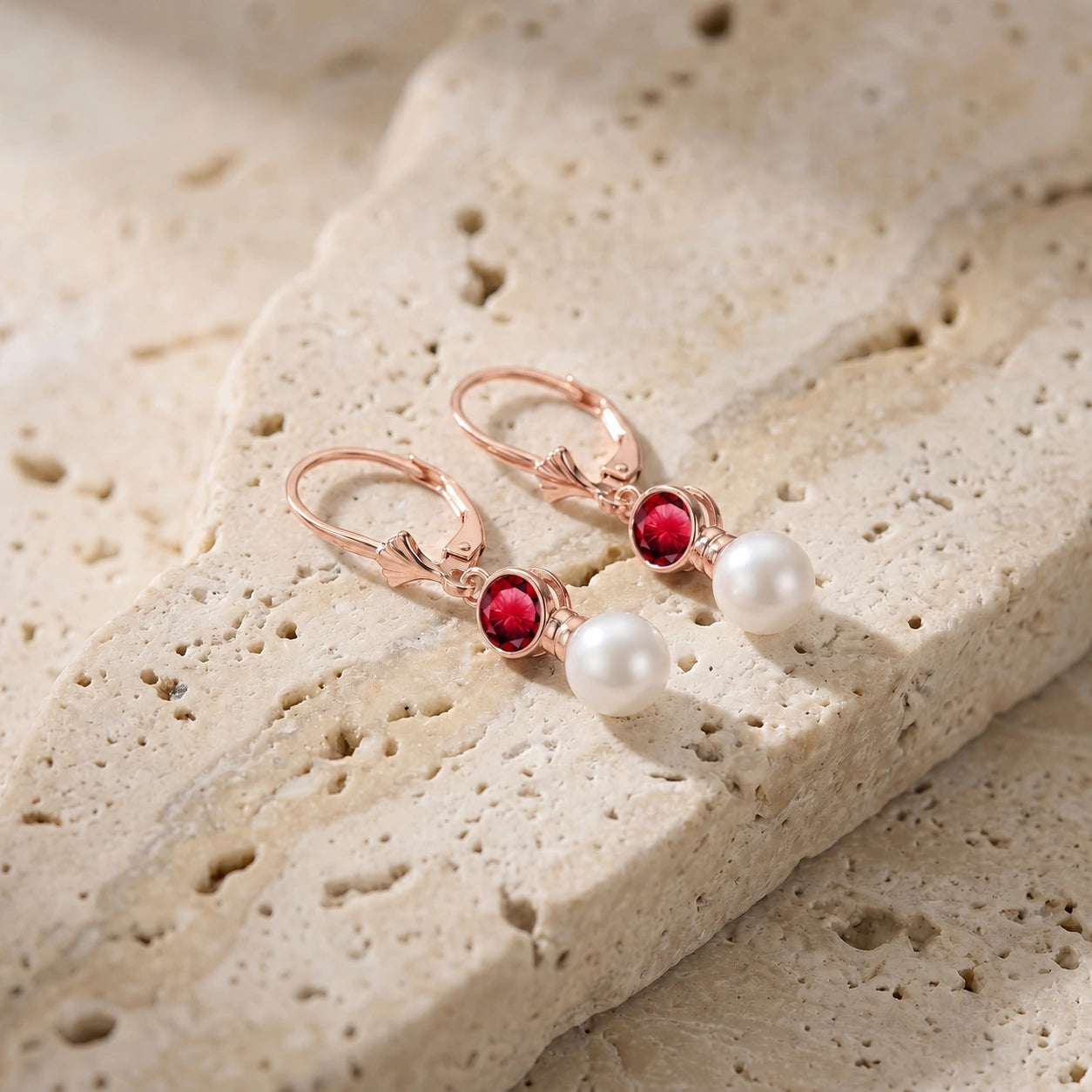 Rose Gold Aura Earrings Ruby 10K — Alma