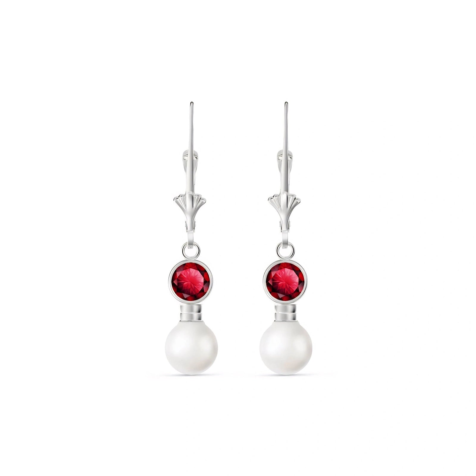 White Gold Aura Earrings Ruby 10K — Alma