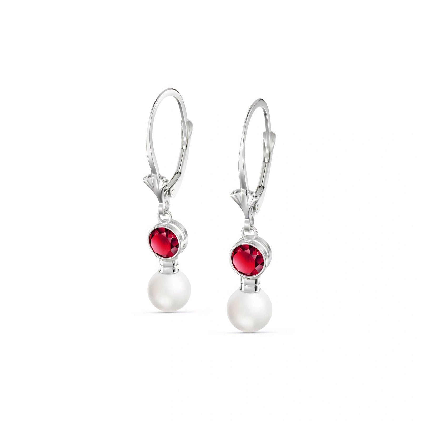 White Gold Aura Earrings Ruby 10K — Alma