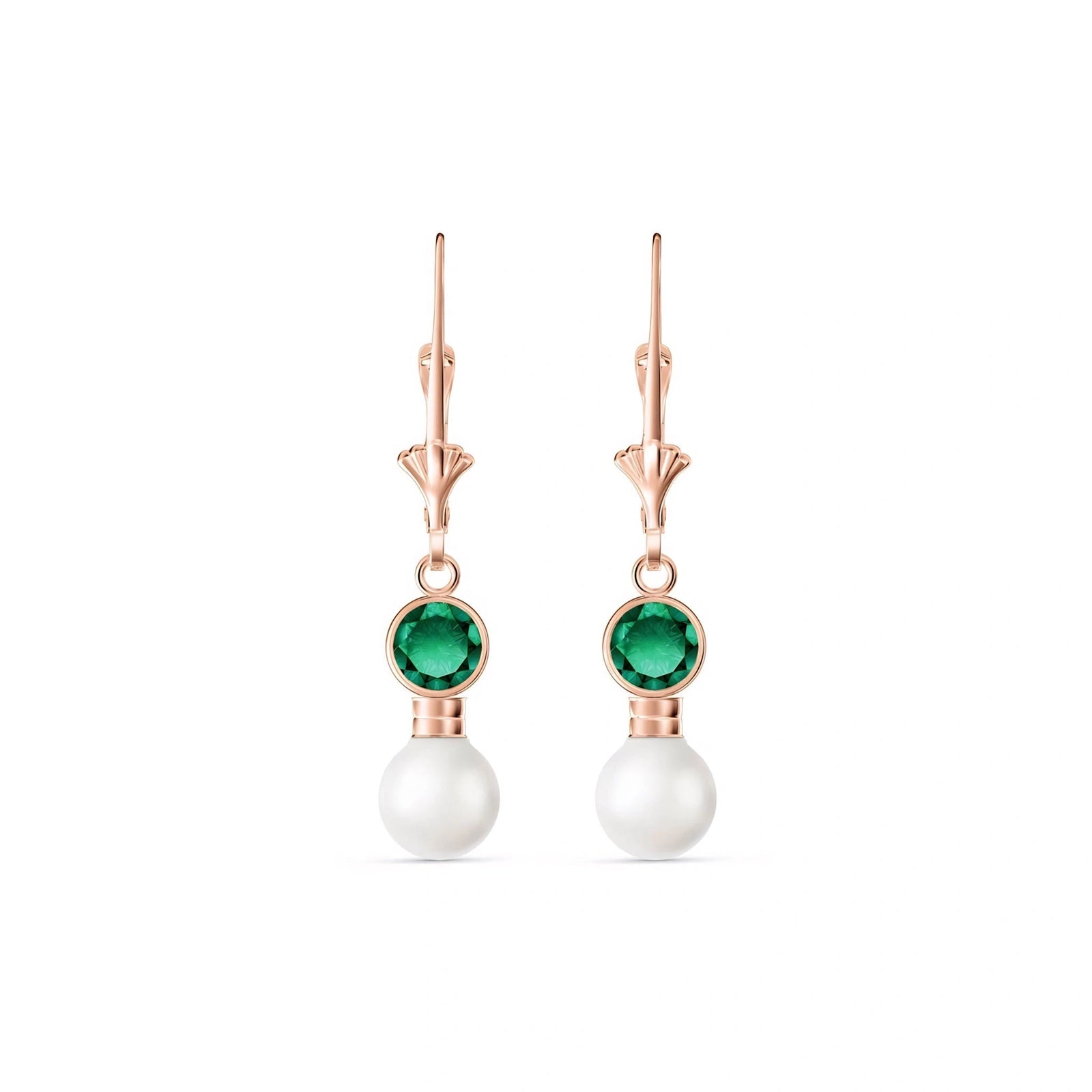 Rose Gold Aura Earrings Emerald 10K — Alma