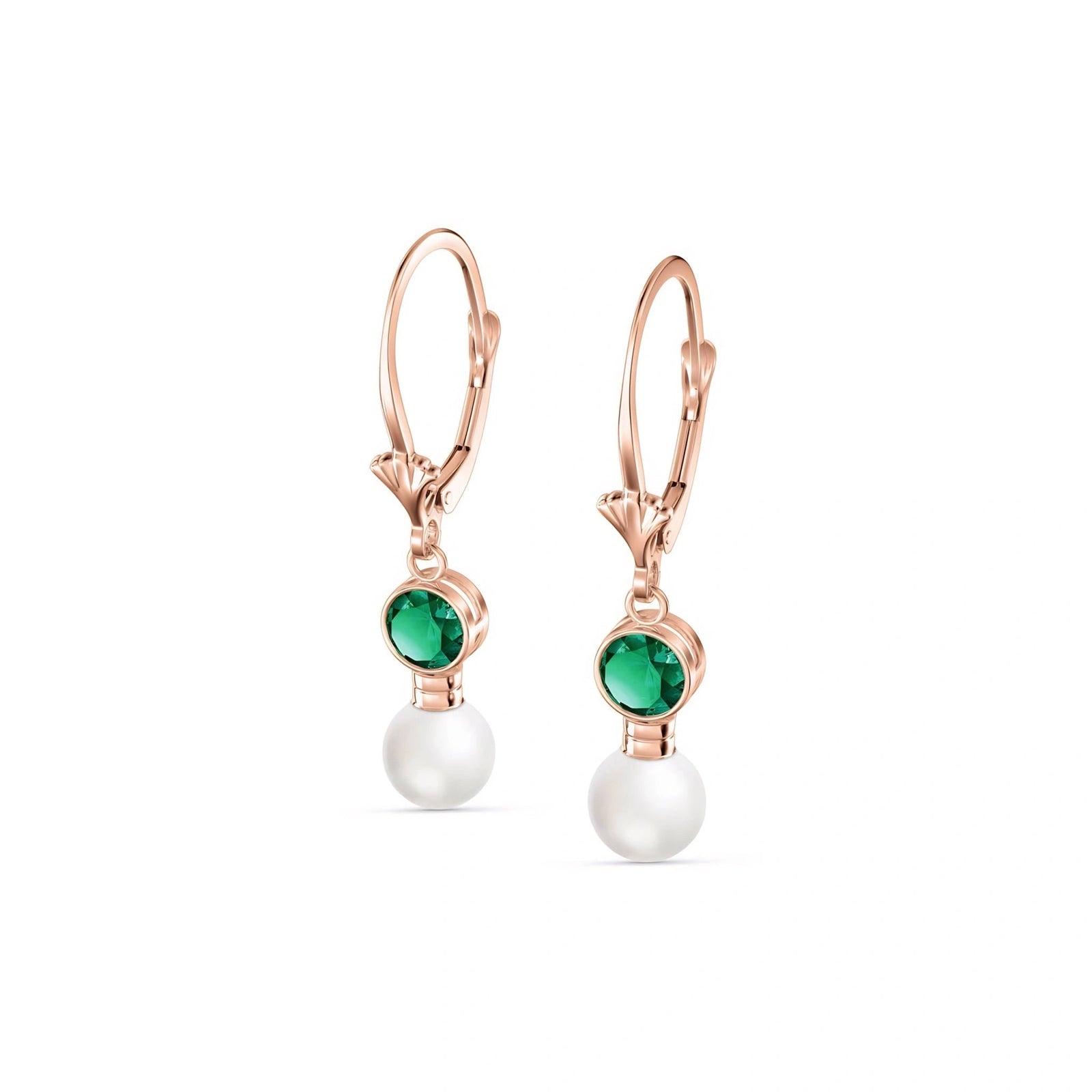 Rose Gold Aura Earrings Emerald 10K — Alma