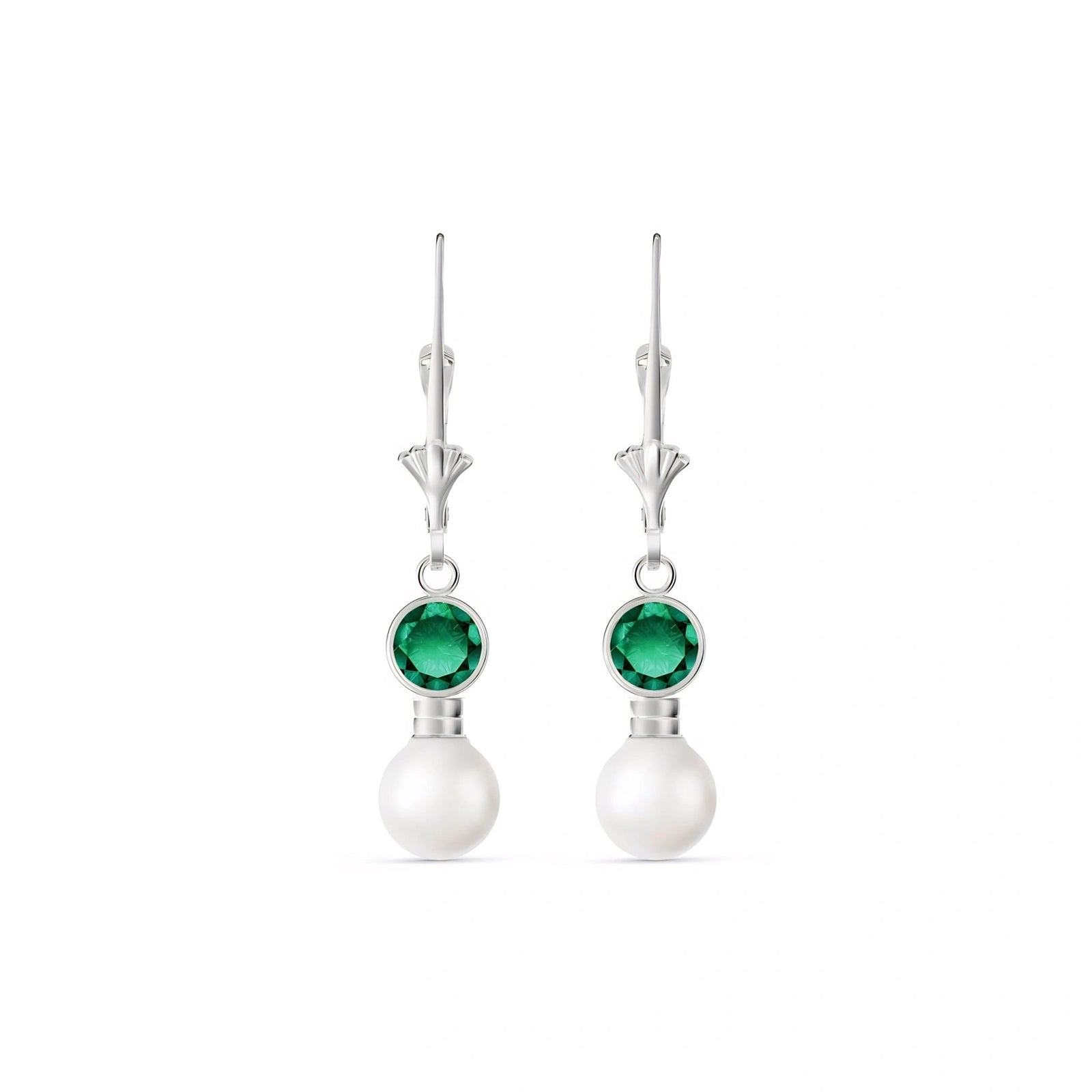 White Gold Aura Earrings Emerald 10K — Alma