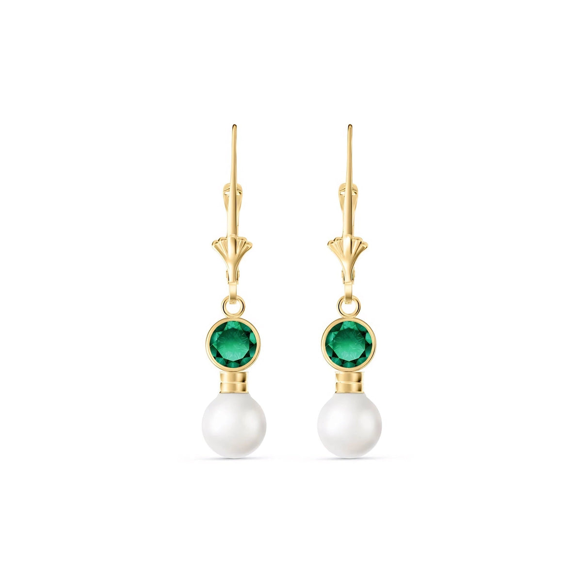 Yellow Gold Aura Earrings Emerald 10K — Alma