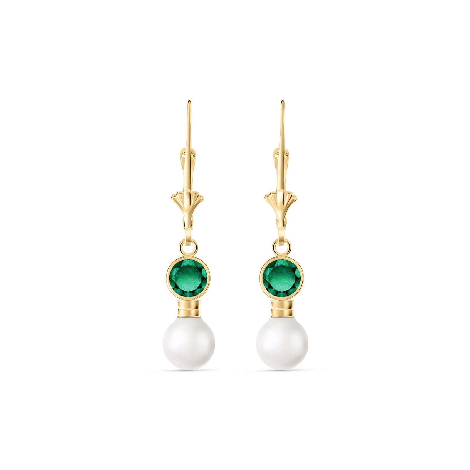 Yellow Gold Aura Earrings Emerald 10K — Alma