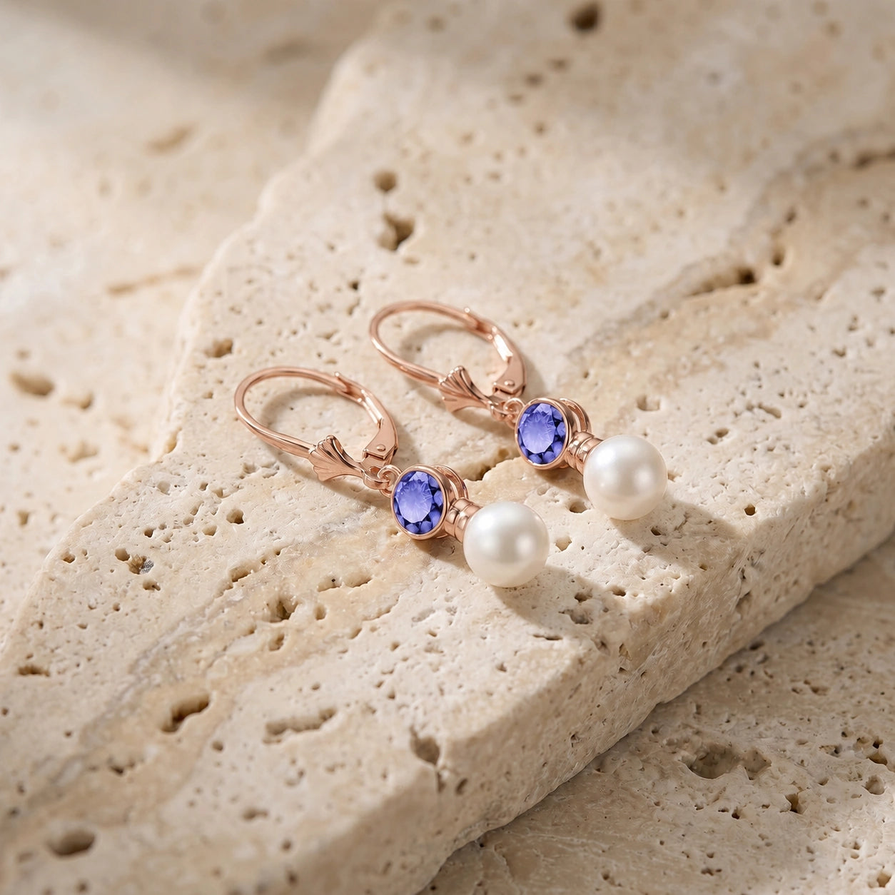 Rose Gold Aura Earrings Tanzanite 10K — Alma