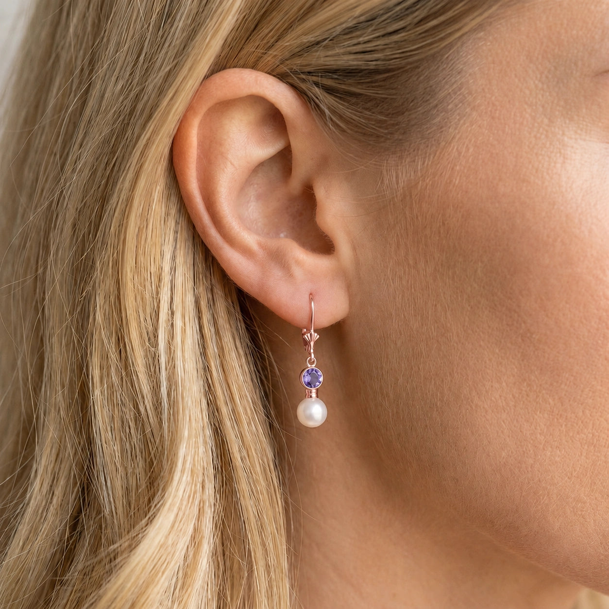 Rose Gold Aura Earrings Tanzanite 10K — Alma