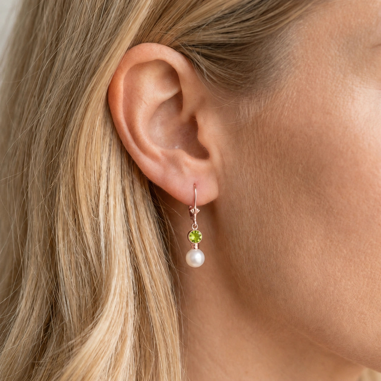 Rose Gold Peridot & Pearl — Emiliangela