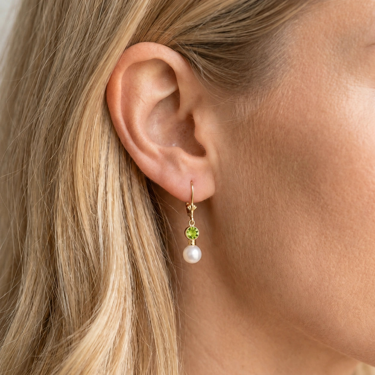 Yellow Gold Peridot & Pearl — Emiliangela